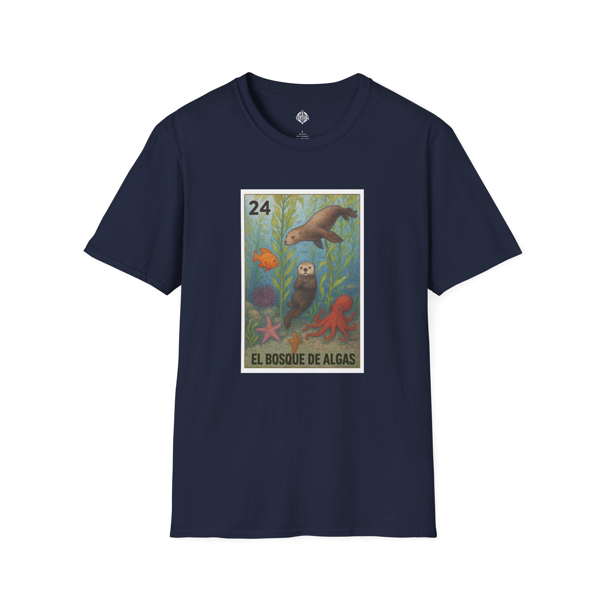 Kelp Forest Lotería Unisex - Soft Style U.S. Cotton T-Shirt (El Bosque de Algas)