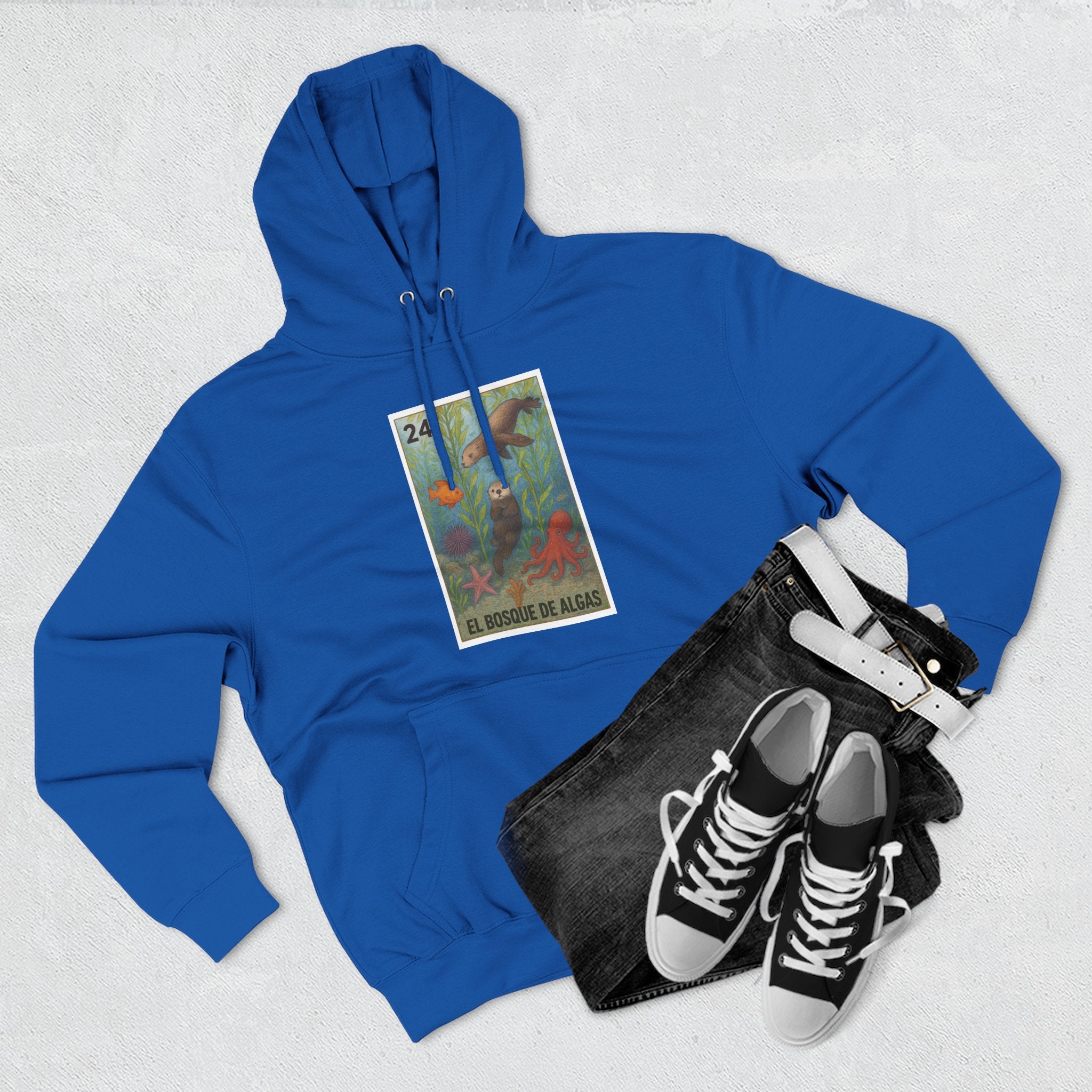 Kelp Forest Lotería Unisex - Pull-Over Cotton Blend Fleece Hoodie (El Bosque de Algas)