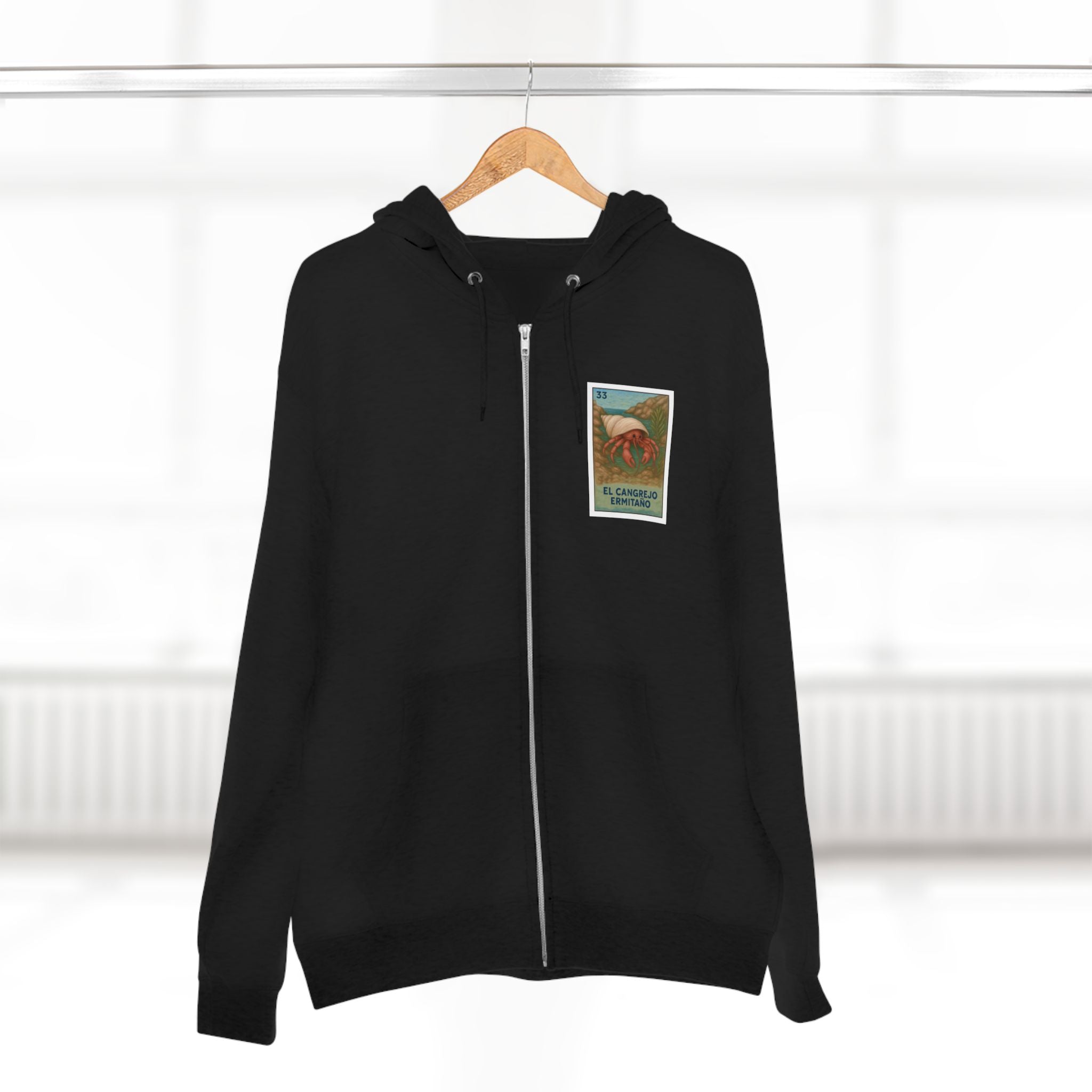 Hermit Crab Lotería Unisex - Zip Cotton Blend Fleece Hoodie (El Cangrejo Ermitaño)