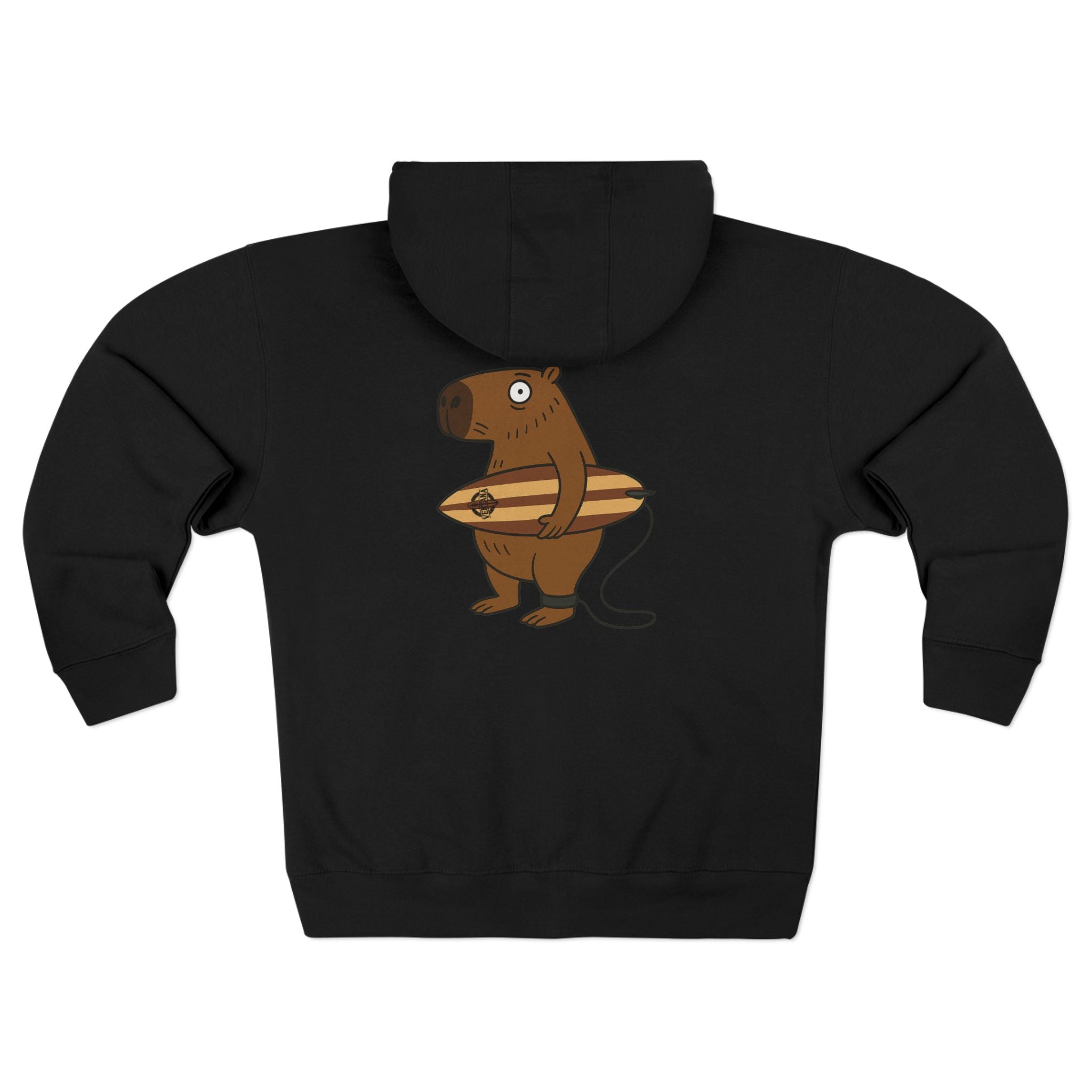 Capybara Surfer Unisex - Zip Cotton Blend Fleece Hoodie