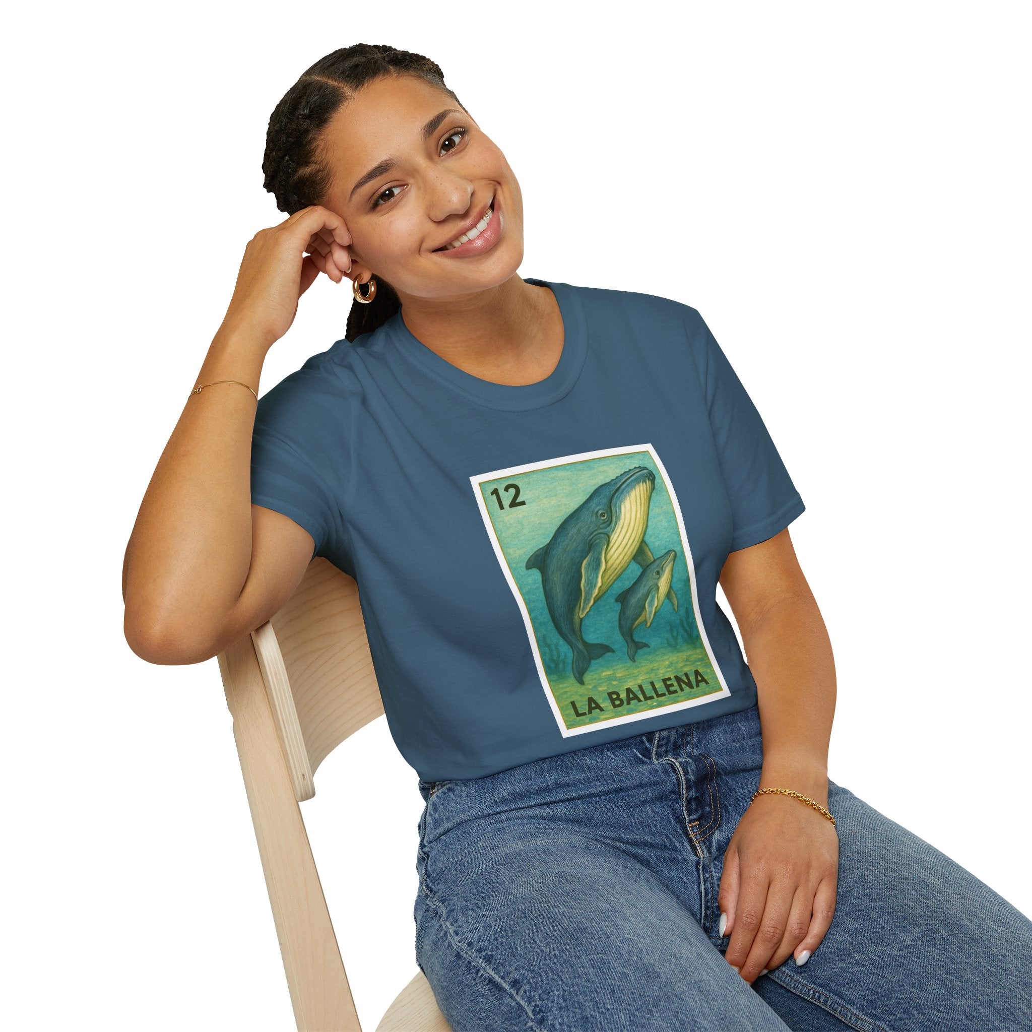 Whale Lotería Unisex - Soft Style U.S. Cotton T-Shirt (La Ballena)