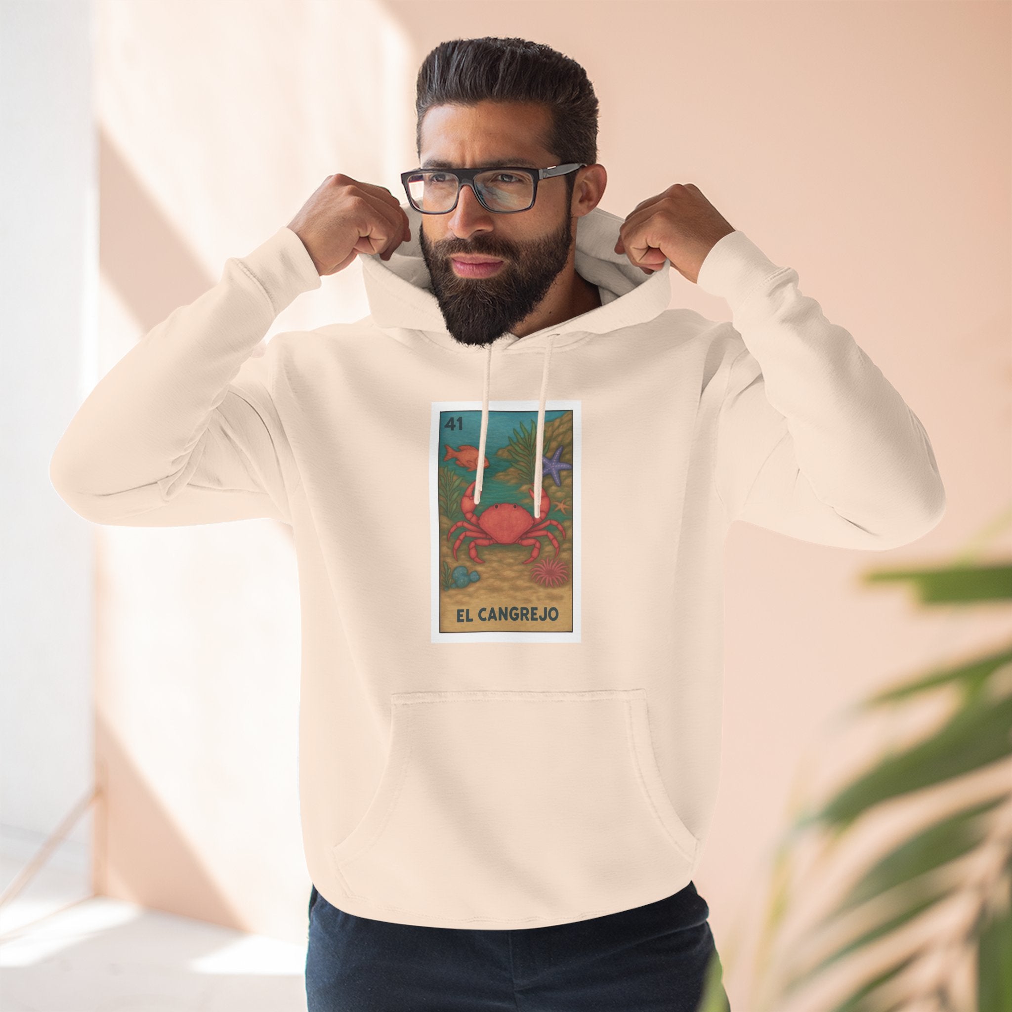 Crab Lotería Unisex - Pull-Over Cotton Blend Fleece Hoodie (El Cangrejo)