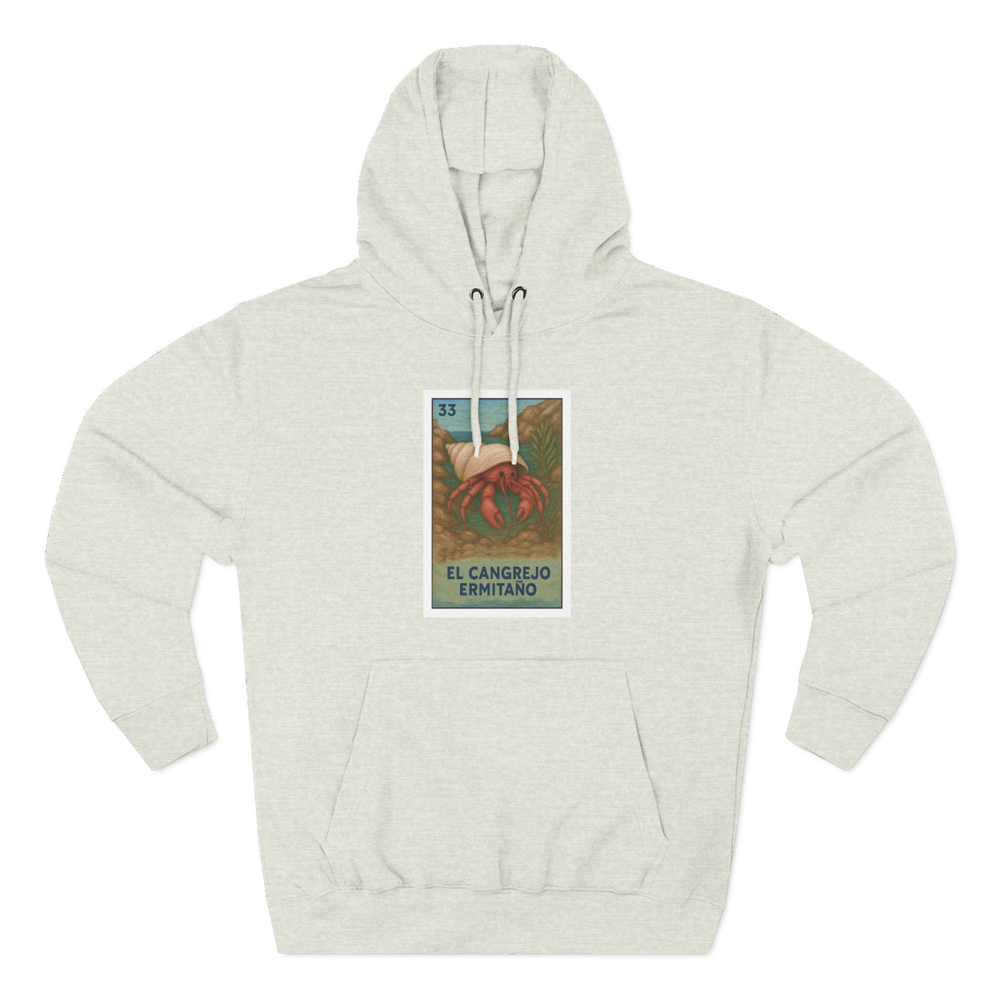 Hermit Crab Lotería Unisex - Pull-Over Cotton Blend Fleece Hoodie (El Cangrejo Ermitaño)