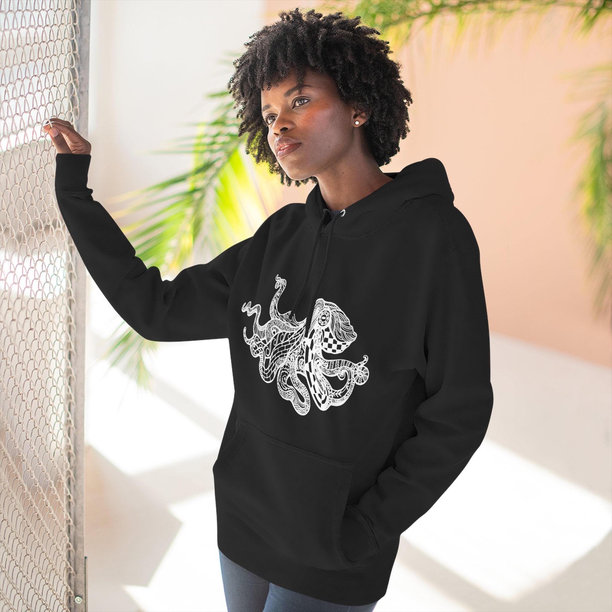 Ventangle Octopus Unisex - Pull-Over Cotton Blend Fleece Hoodie
