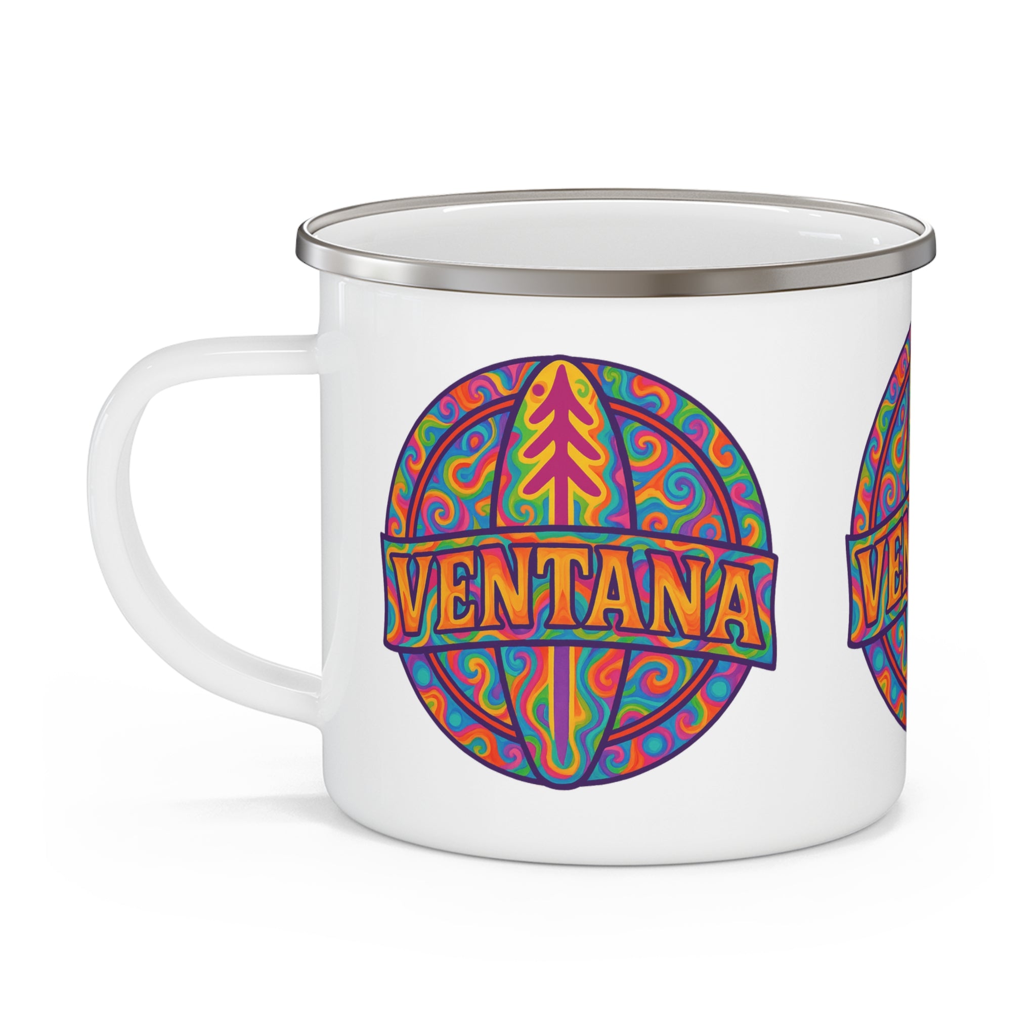 Ventana Psychedelic Treefish Logo Enamel Camping Mug (12oz - small)