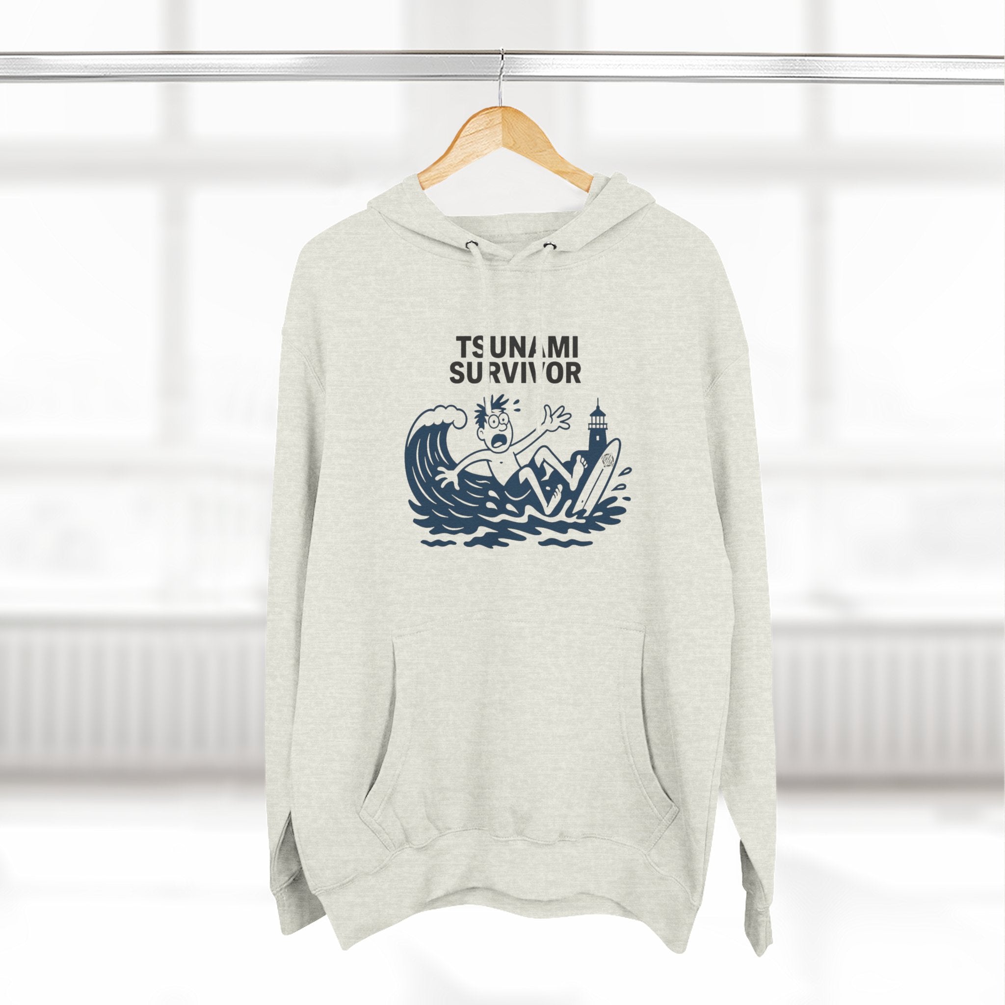 Tsunami Survivor Unisex - Pull-Over Cotton Blend Fleece Hoodie
