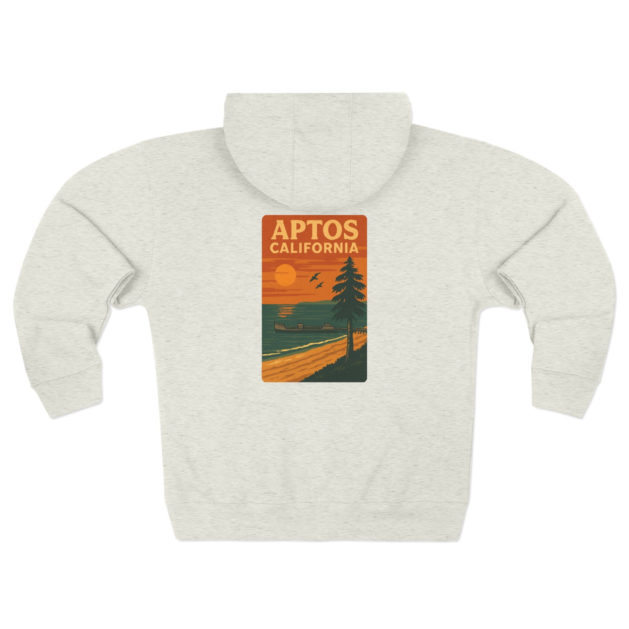 Aptos California Sunset Unisex - Zip Cotton Blend Fleece Hoodie