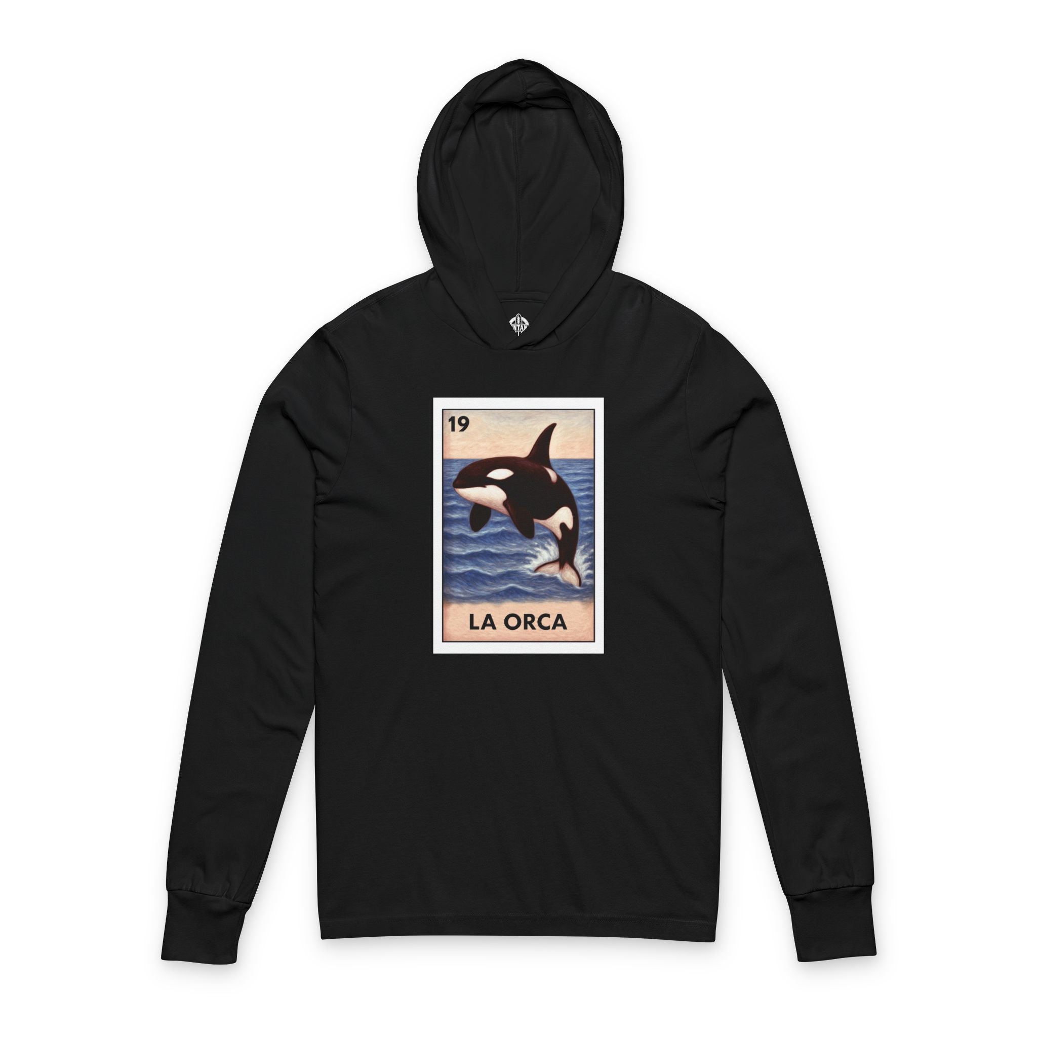 Orca Lotería Unisex - Cotton Hooded Long Sleeve Hooded T-Shirt (La Orca)