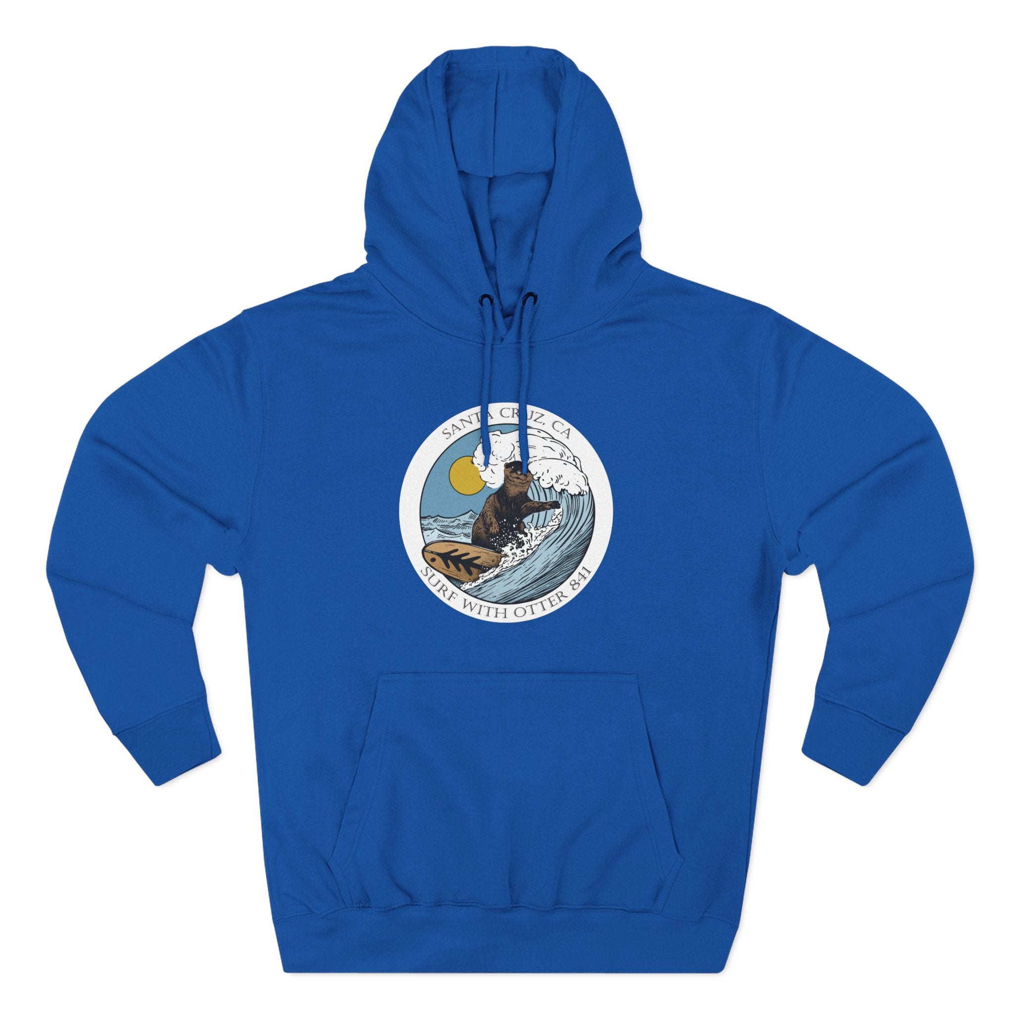 Surf with Otter 841 by Thiago Bianchini Unisex - Pull-Over Cotton Blend Fleece Hoodie