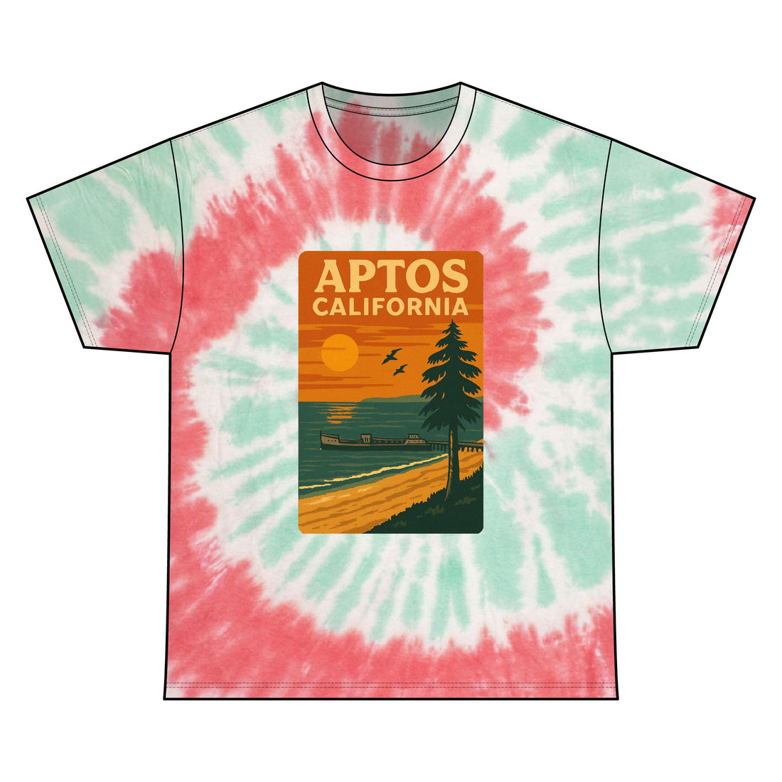 Aptos California Sunset Unisex Tie Dye - 100% Cotton T-Shirt