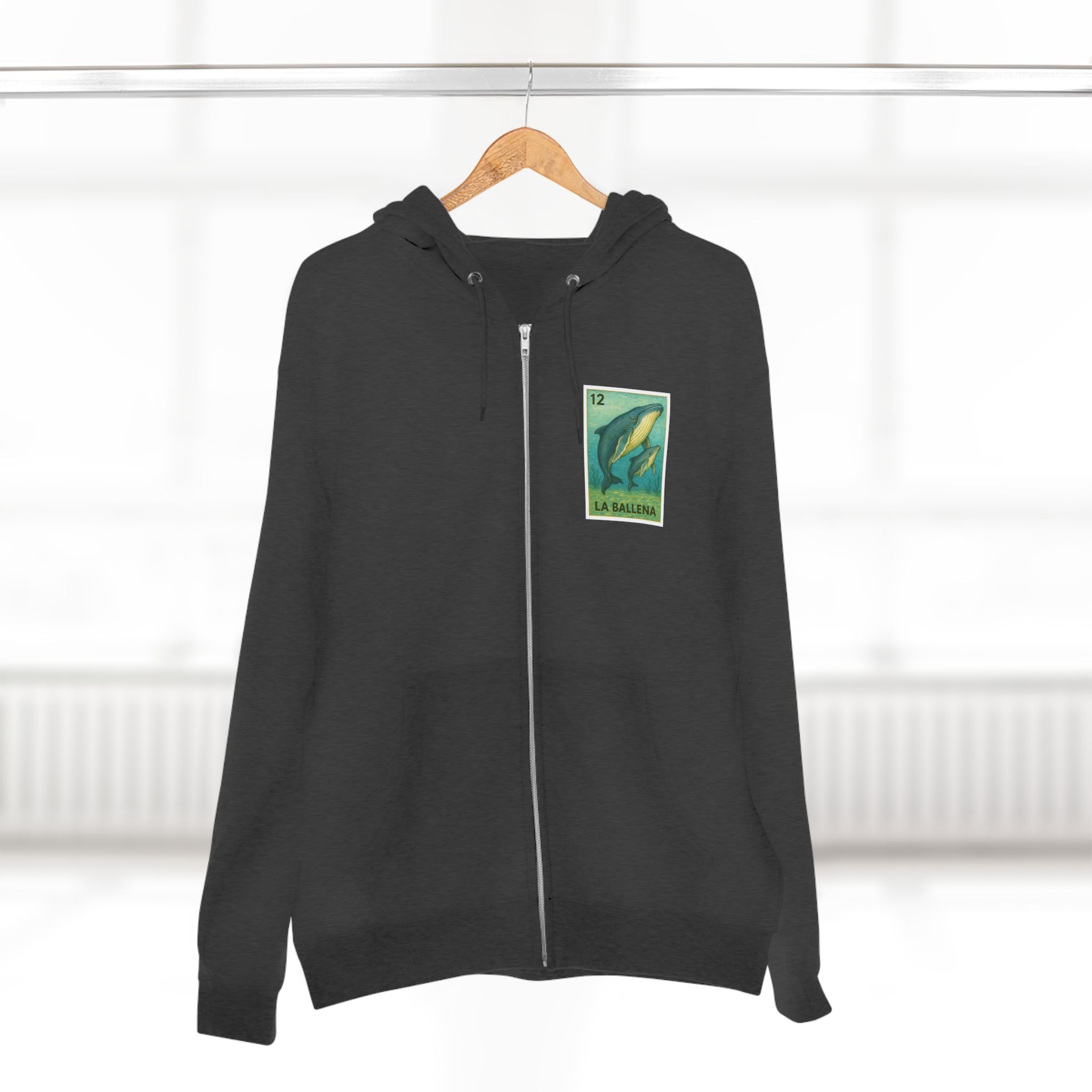 Whale Lotería Unisex - Zip Cotton Blend Fleece Hoodie (La Ballena)