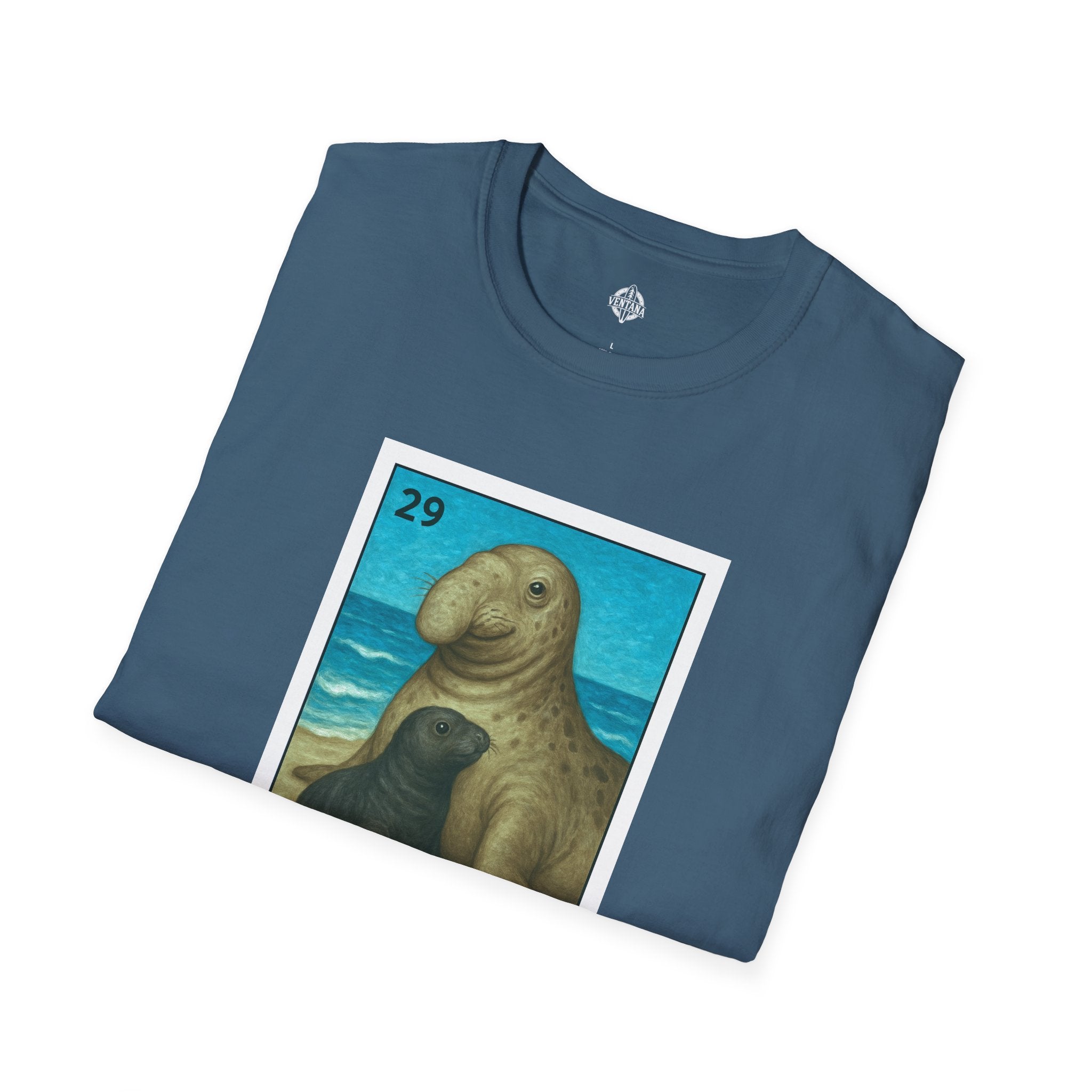 Elephant Seal Lotería Unisex - Soft Style U.S. Cotton T-Shirt (El Elefante Marino)