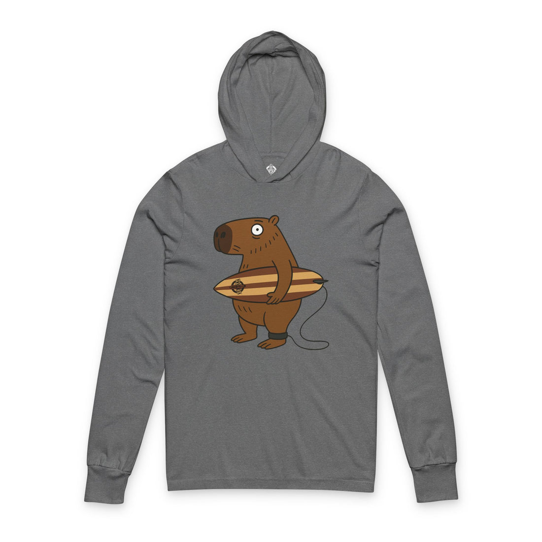 Capybara Surfer Unisex - Cotton Long Sleeve Hooded T-Shirt