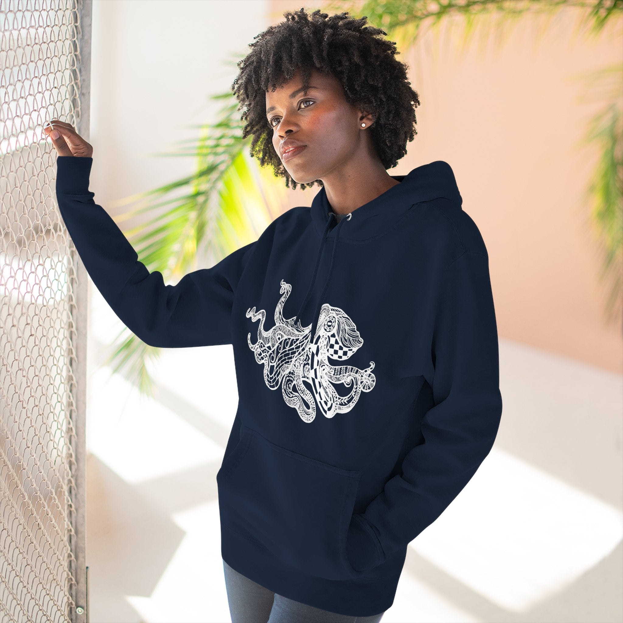 Ventangle Octopus Unisex - Pull-Over Cotton Blend Fleece Hoodie