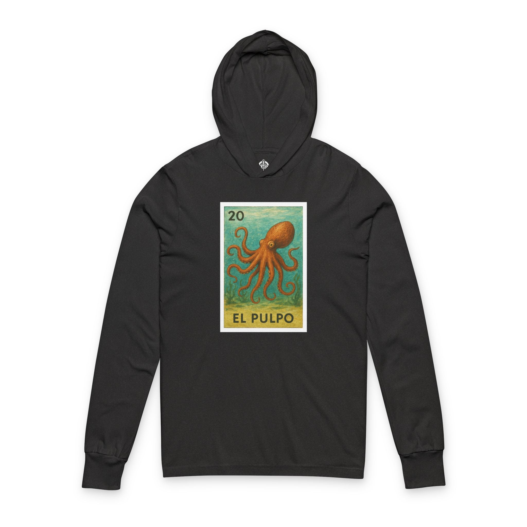Grey hoodie with an octopus graphic and &