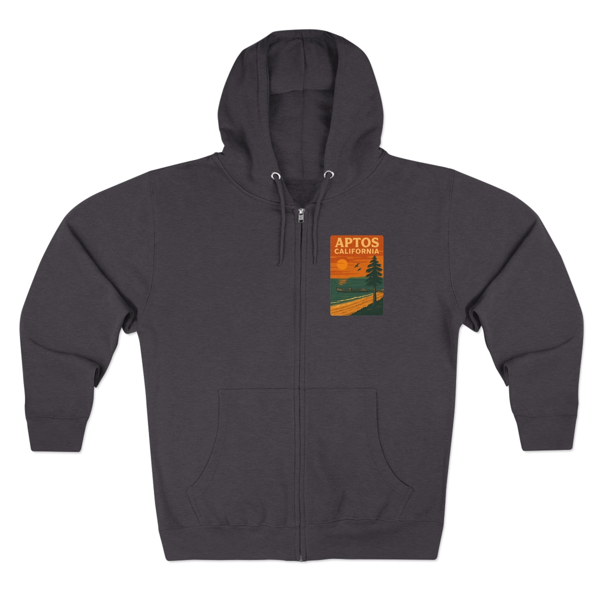 Aptos California Sunset Unisex - Zip Cotton Blend Fleece Hoodie