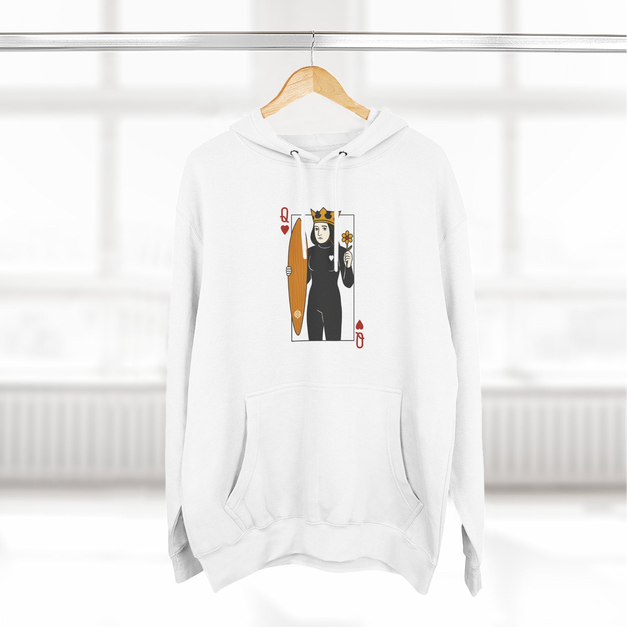 Queen of Hearts Surfer Unisex - Pull-Over Cotton Blend Fleece Hoodie