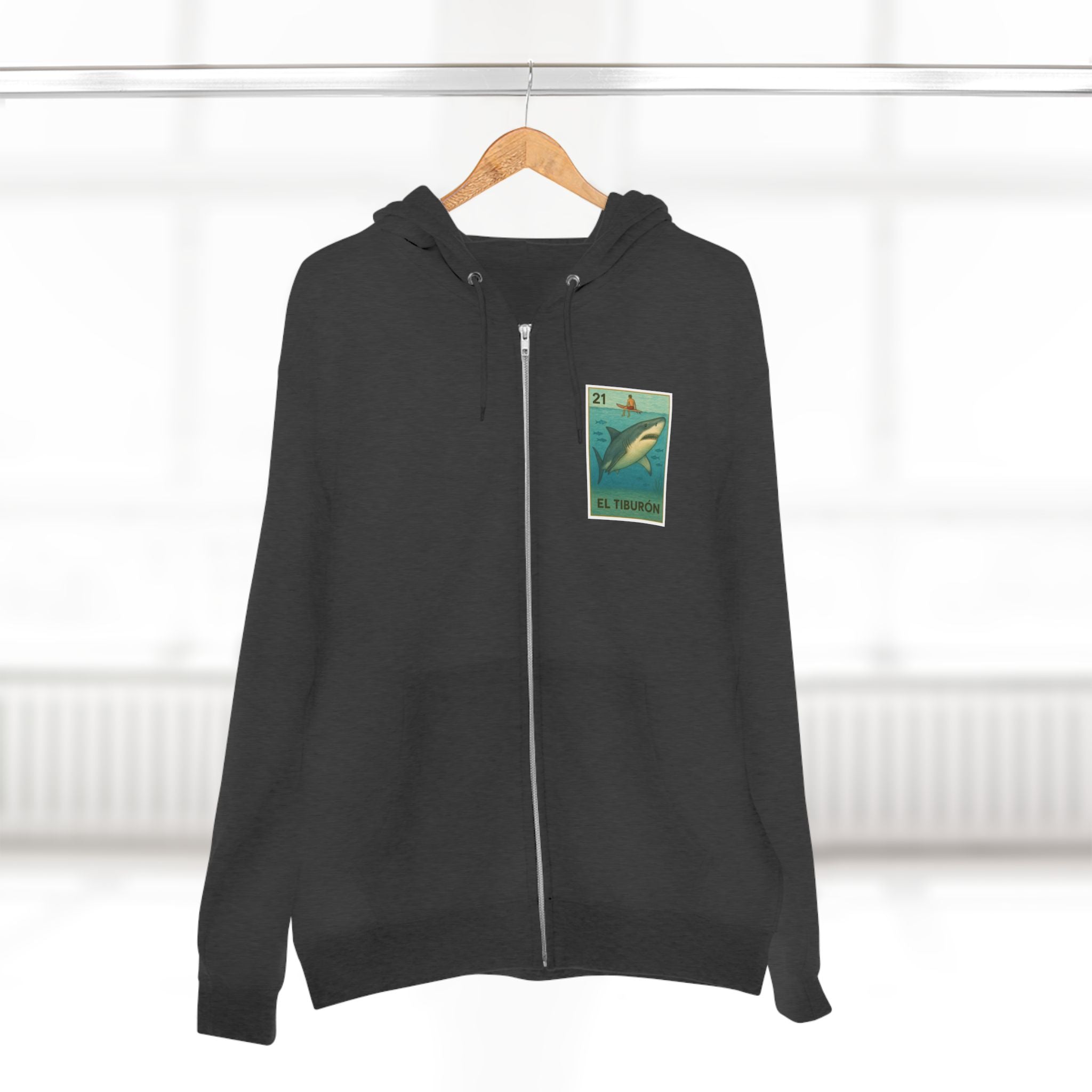 Shark Lotería Unisex - Zip Cotton Blend Fleece Hoodie (El Tiburón)