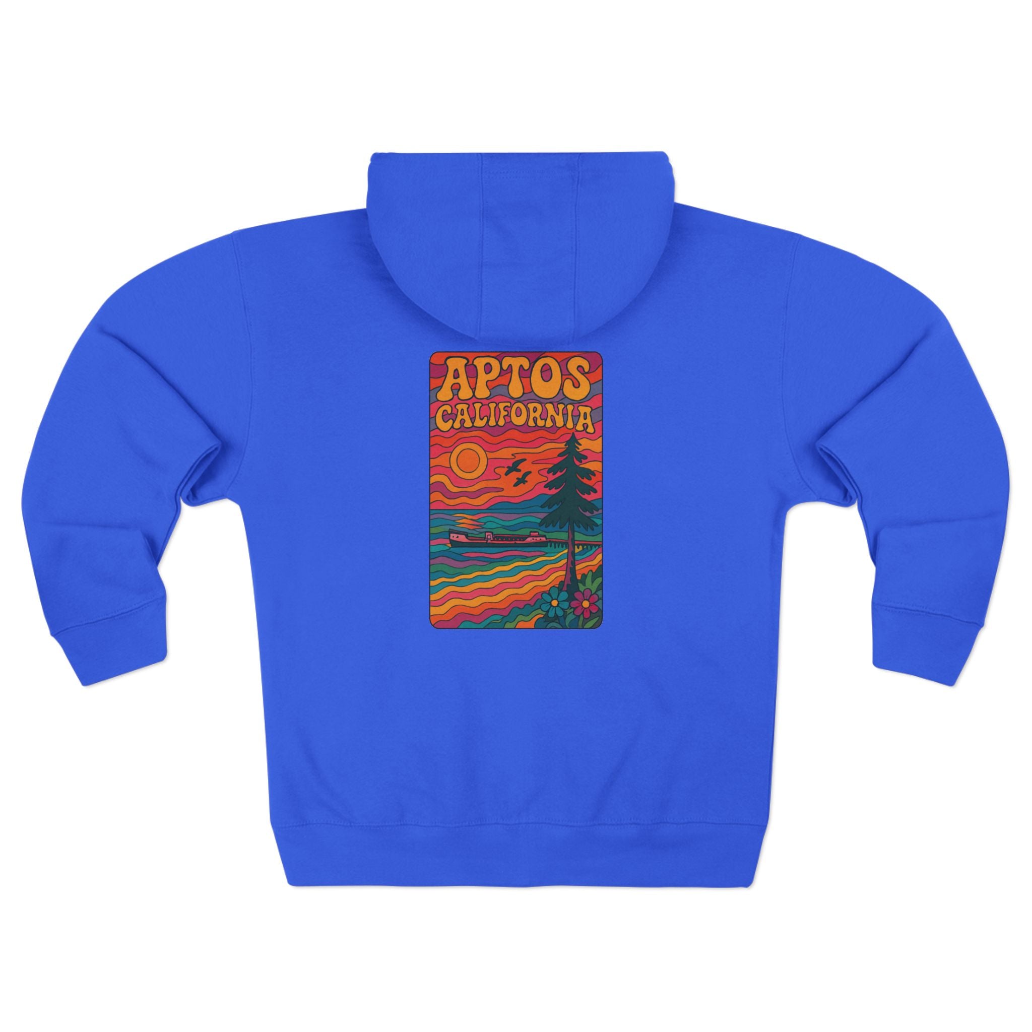 Aptos California Psychedelic Unisex - Zip Cotton Blend Fleece Hoodie