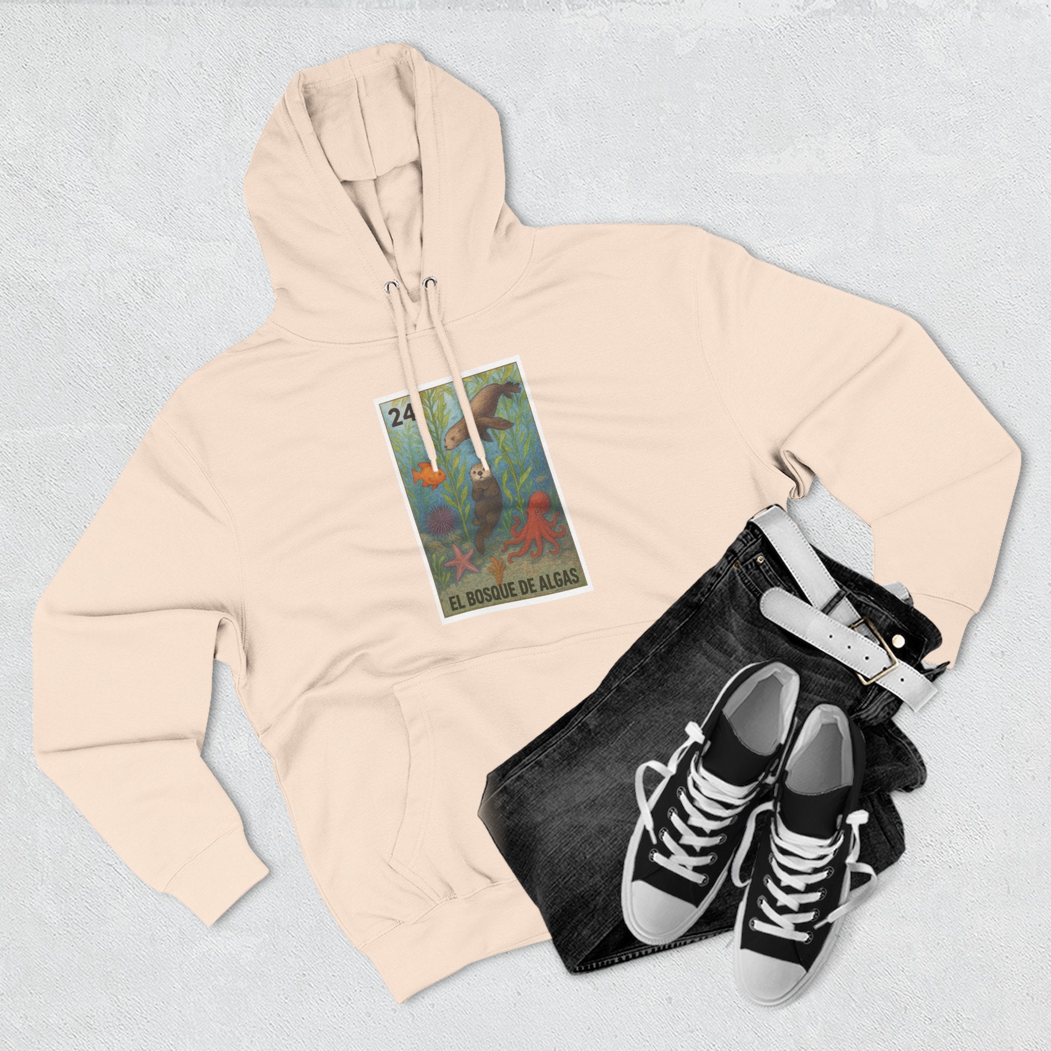 Kelp Forest Lotería Unisex - Pull-Over Cotton Blend Fleece Hoodie (El Bosque de Algas)