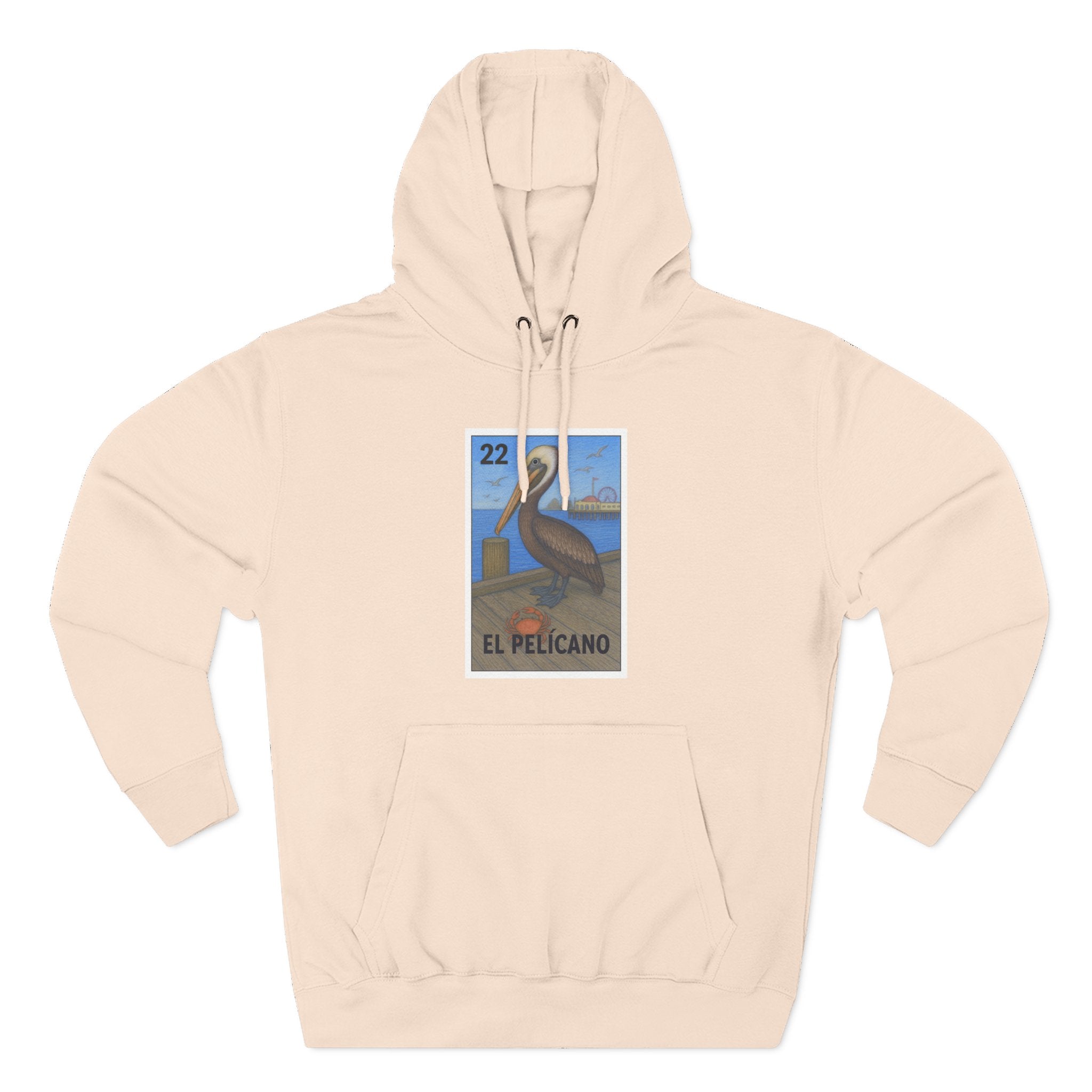 Pelican Lotería Unisex - Pull-Over Cotton Blend Fleece Hoodie (El Pelícano)