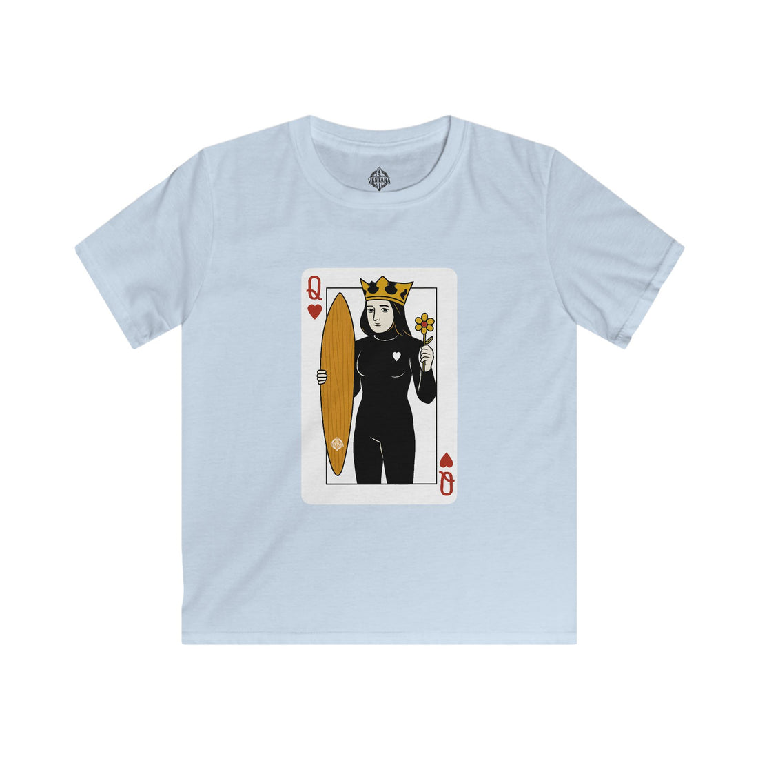 Queen of Hearts Surfer Kids - Soft Style U.S. Cotton T-Shirt