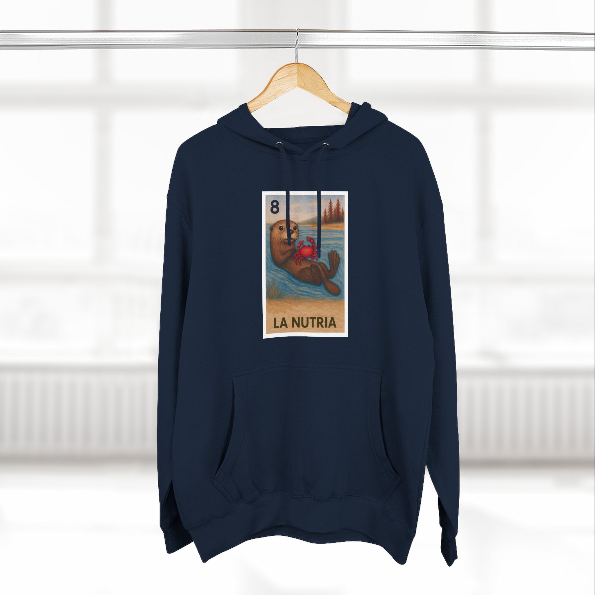 Sea Otter Lotería Unisex - Pull-Over Cotton Blend Fleece Hoodie (La Nutria)