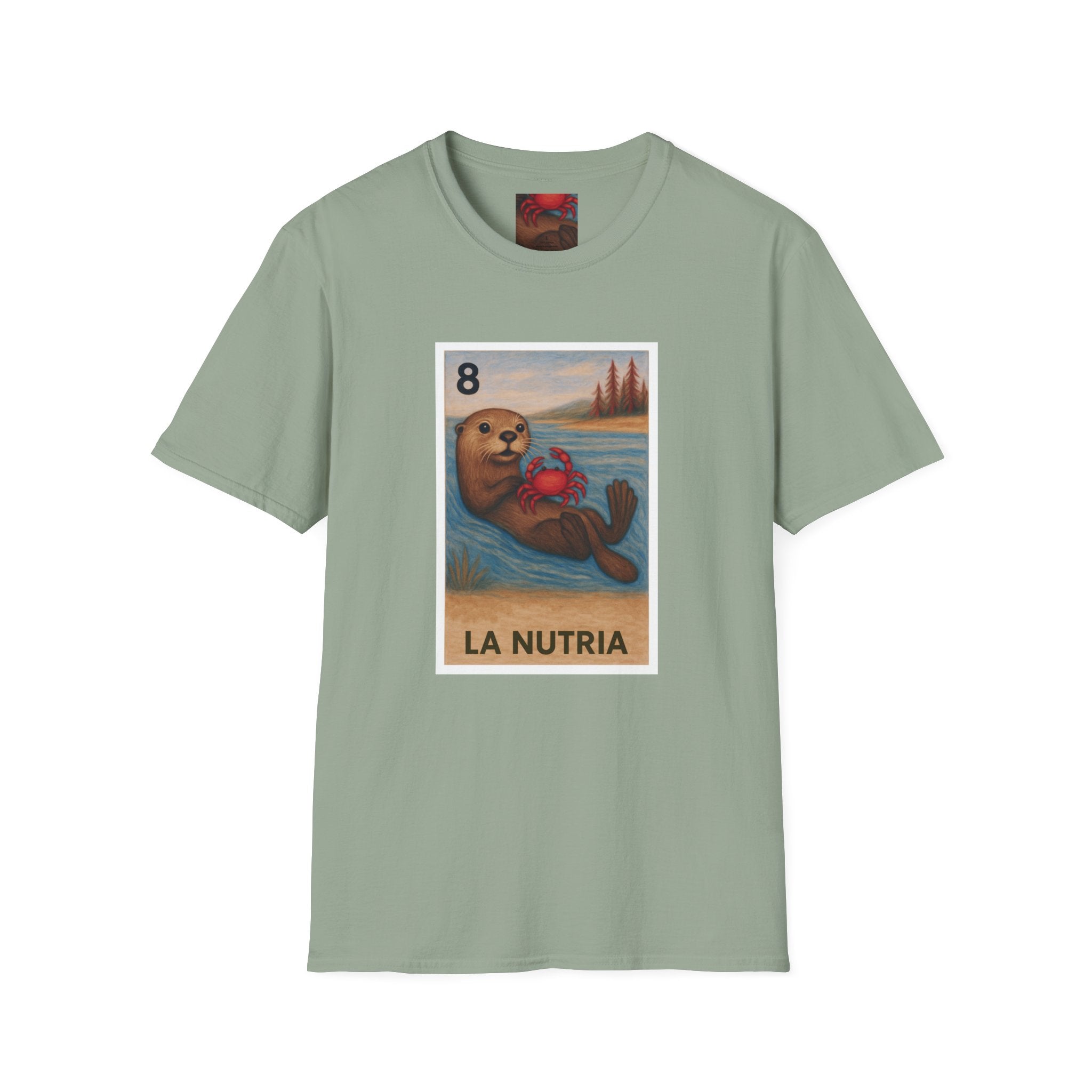 Sea Otter Lotería Unisex - Soft Style U.S. Cotton T-Shirt (La Nutria)