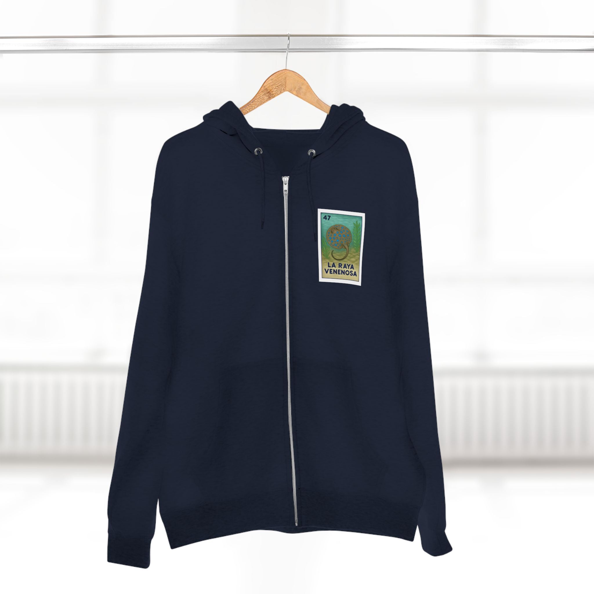 Stingray Lotería Unisex - Zip Cotton Blend Fleece Hoodie (La Raya Venenosa)