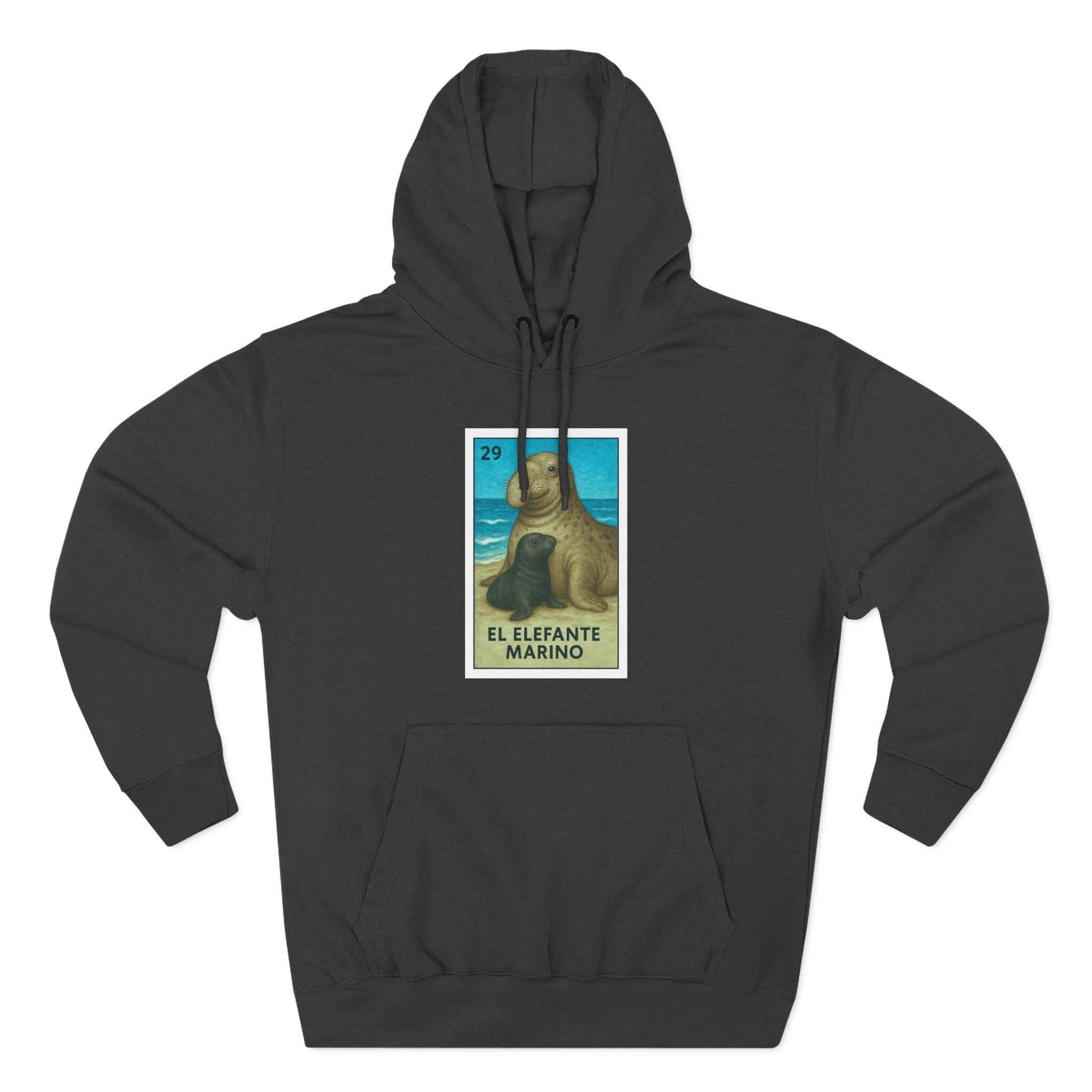 Elephant Seal Lotería Unisex - Pull-Over Cotton Blend Fleece Hoodie (El Elefanto Marino)
