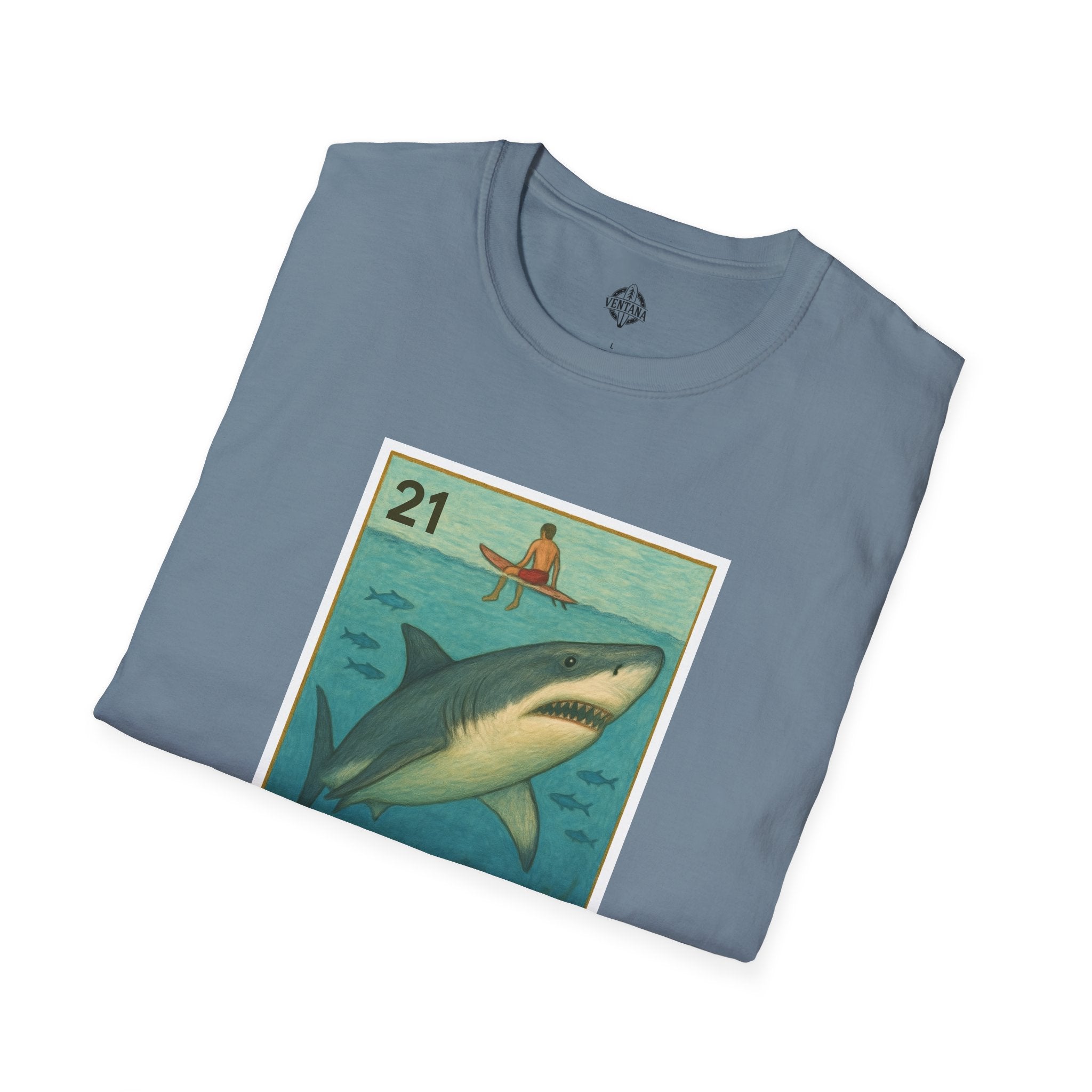 Shark Lotería Unisex - Soft Style U.S. Cotton T-Shirt (El Tiburón)