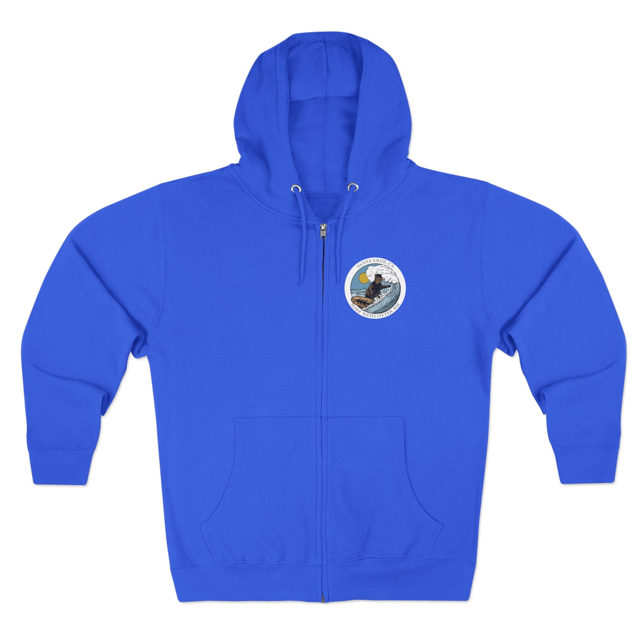 Surf with Otter 841 by Thiago Bianchini Unisex - Zip Cotton Blend Fleece Hoodie