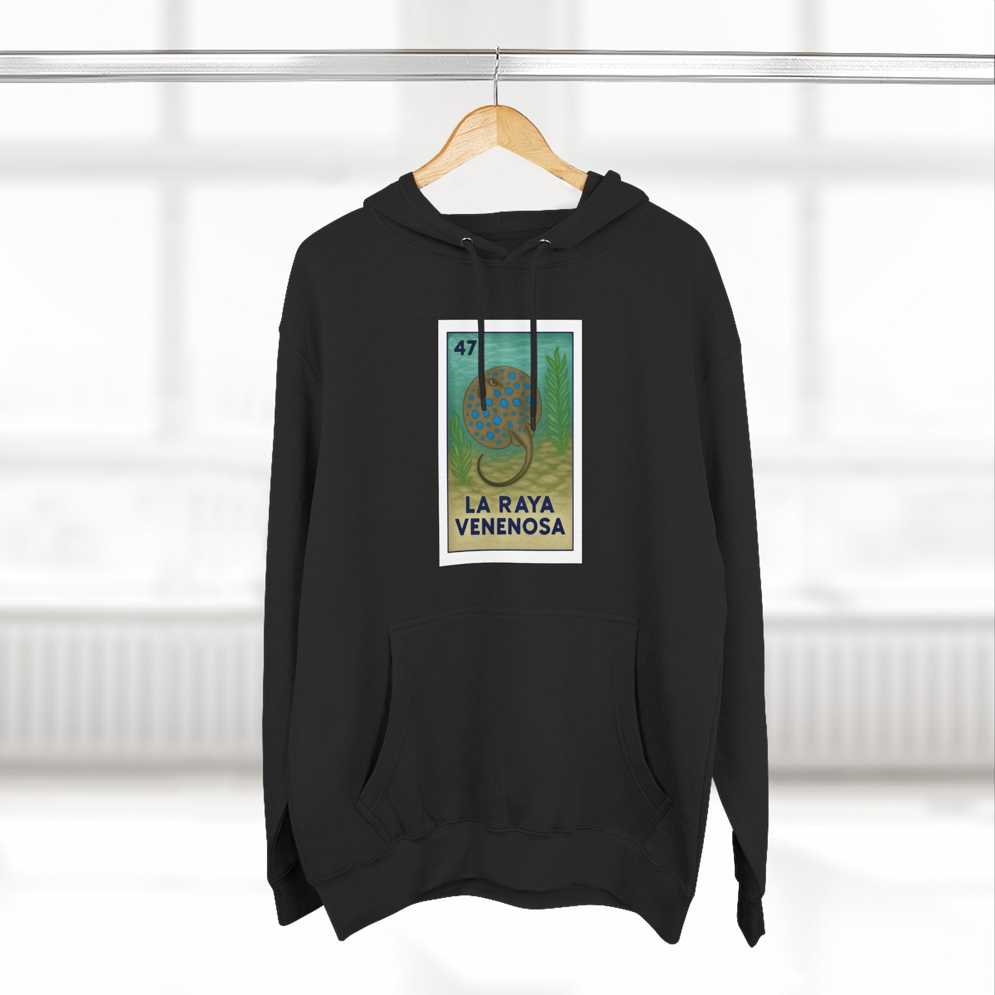 Stingray Lotería Unisex - Pull-Over Cotton Blend Fleece Hoodie (La Raya Venenosa)