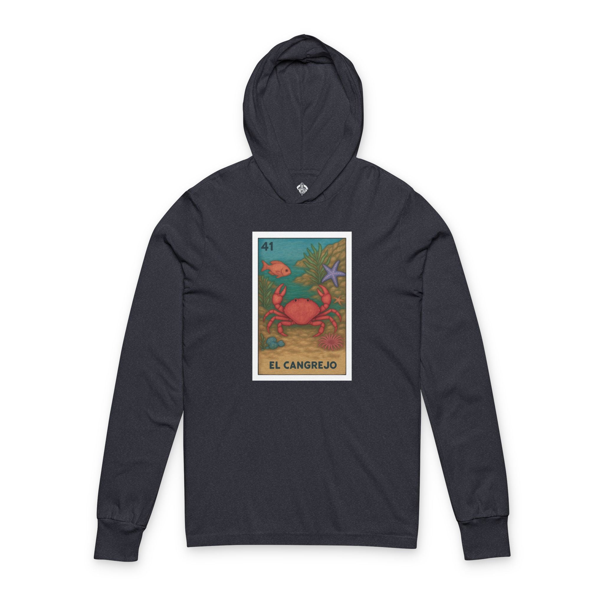Crab Lotería Unisex - Cotton Hooded Long Sleeve Hooded T-Shirt (El Cangrejo)