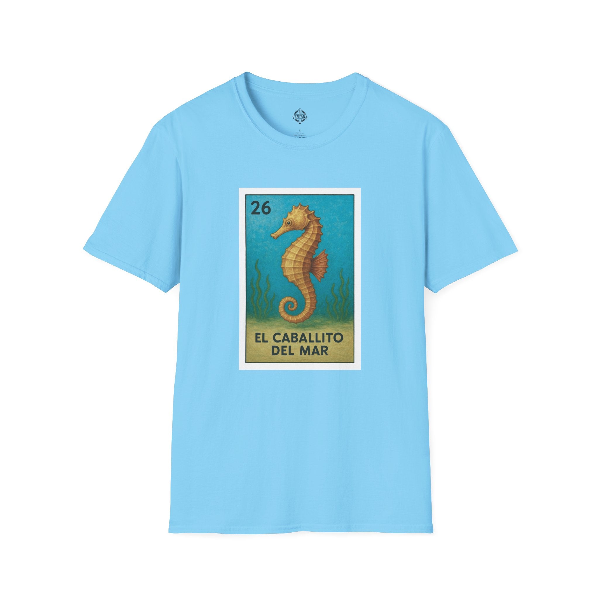 Seahorse Lotería Unisex - Soft Style U.S. Cotton T-Shirt (El Caballito del Mar)