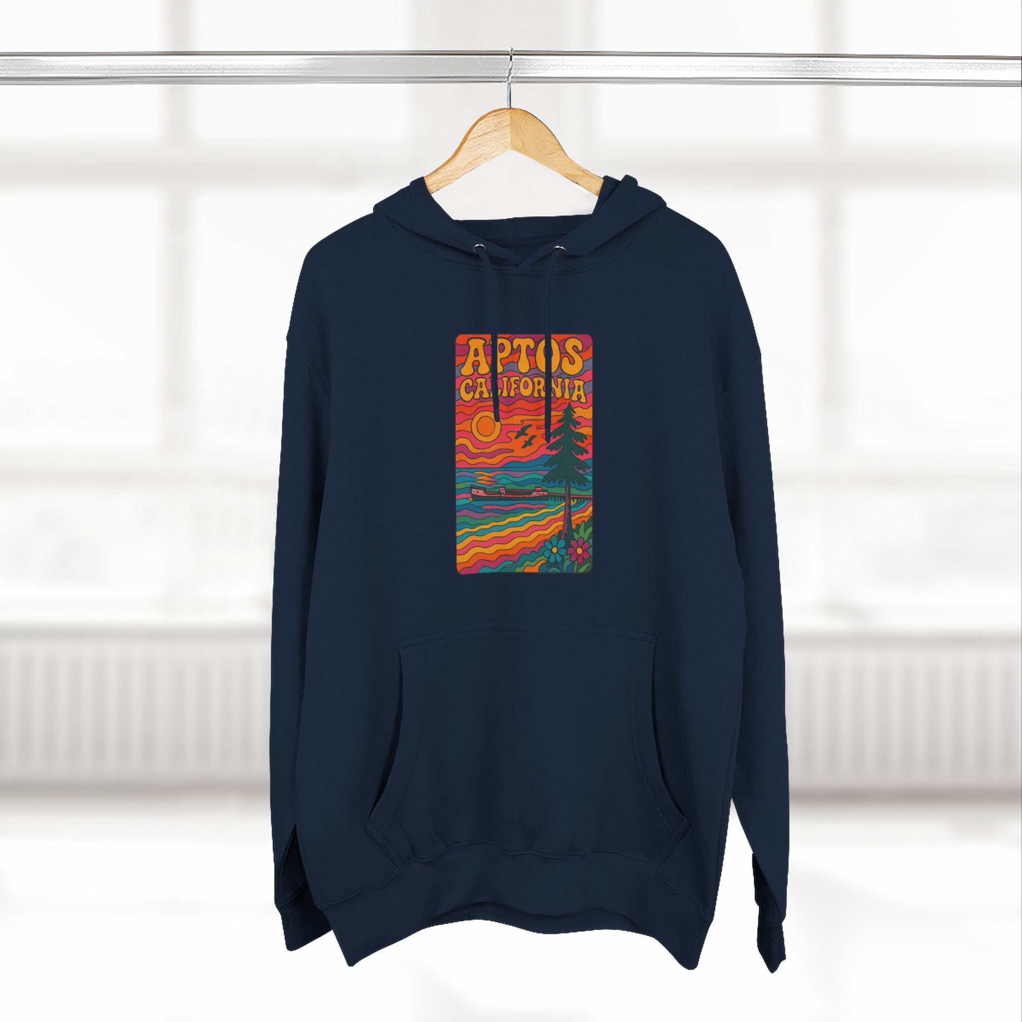 Aptos California Psychedelic Unisex - Pull-Over Cotton Blend Fleece Hoodie
