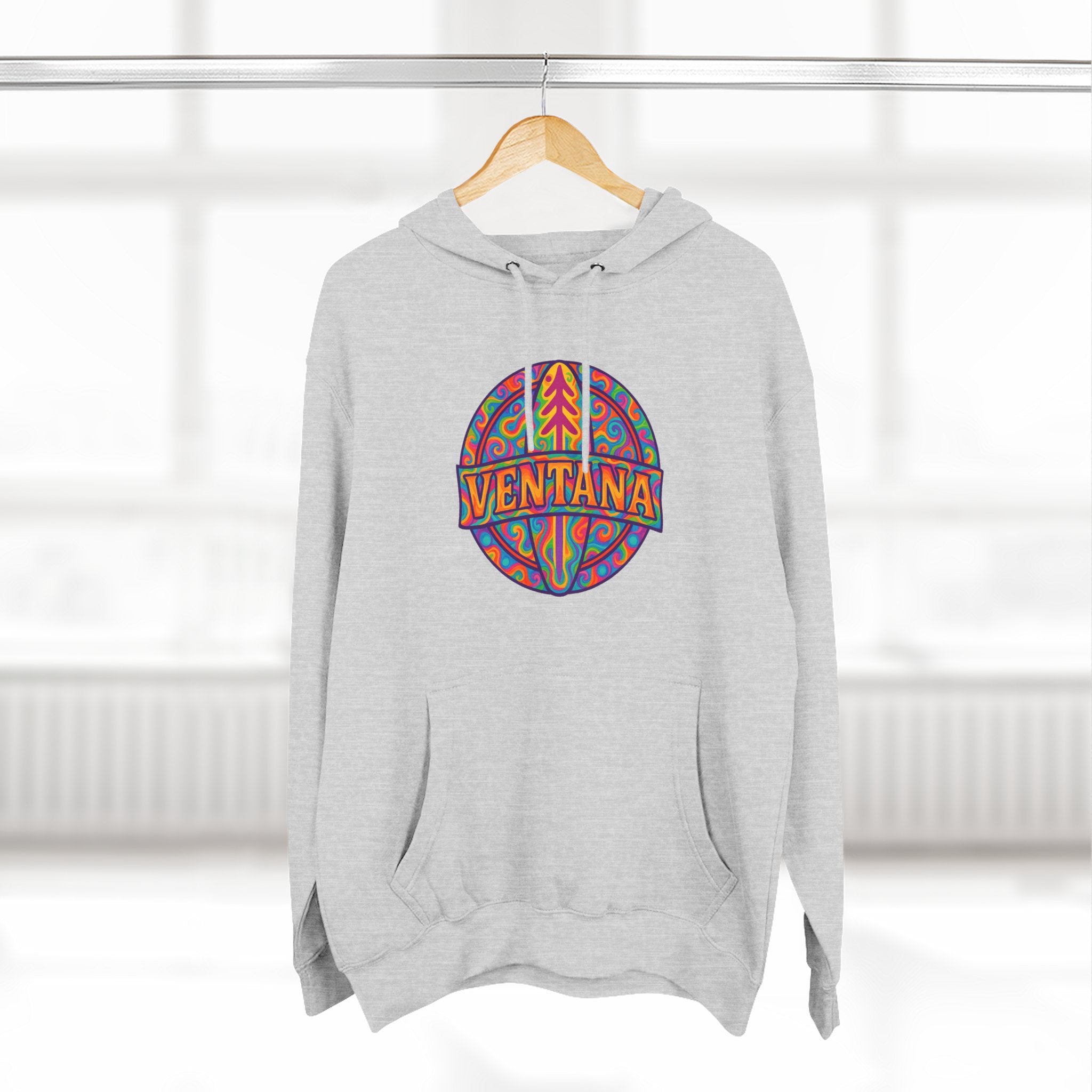 Ventana Psychedelic Treefish Logo Unisex - Pull-Over Cotton Blend Fleece Hoodie