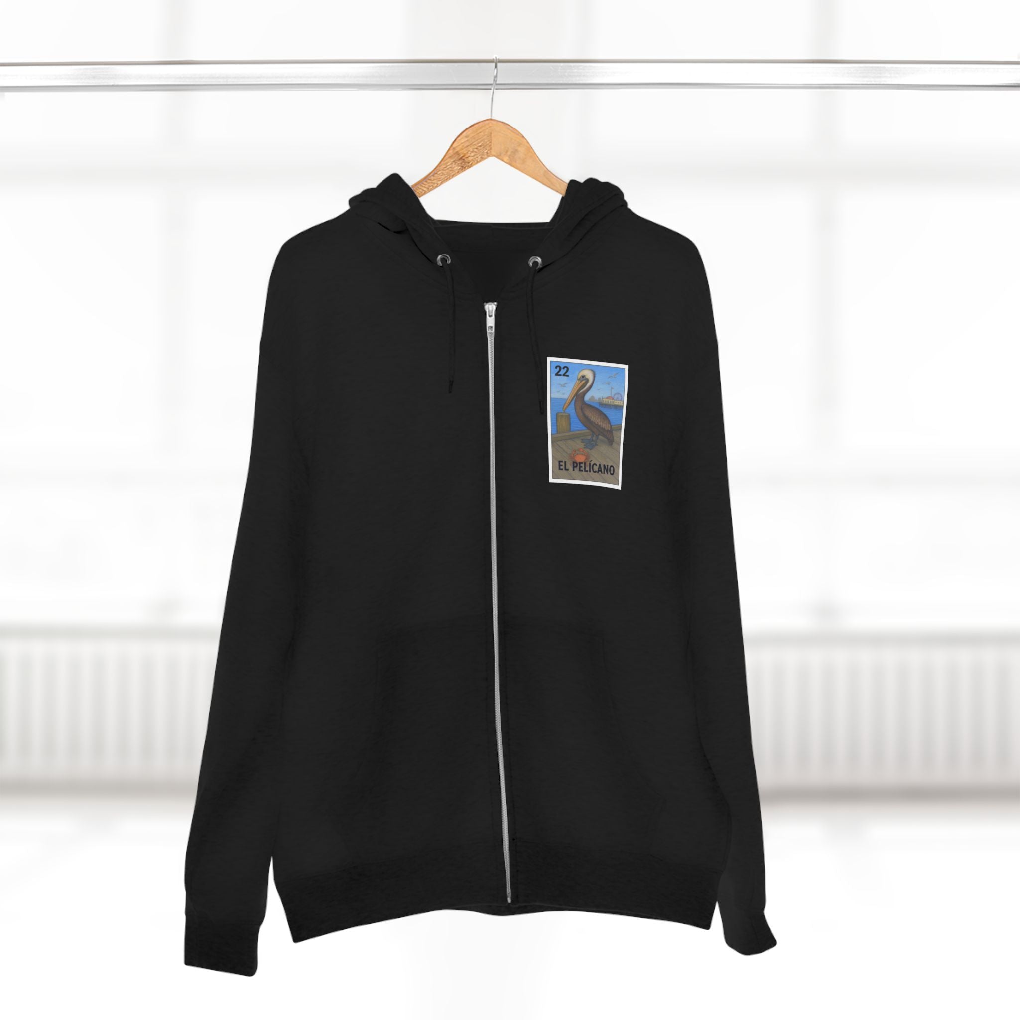 Pelican Lotería Unisex - Zip Cotton Blend Fleece Hoodie (El Pelícano)