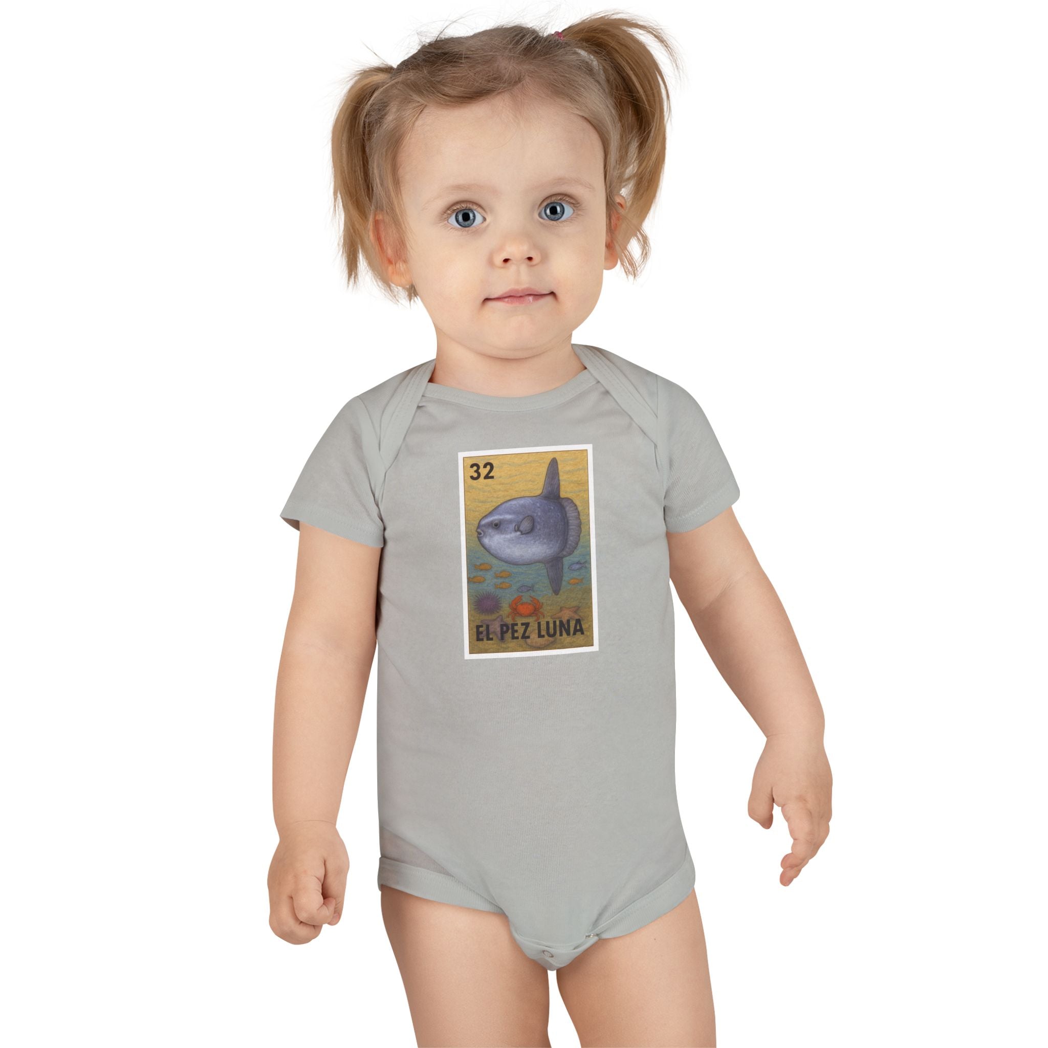 Sunfish Lotería - Baby Short Sleeve 100% Cotton Onesie (El Pez Luna)