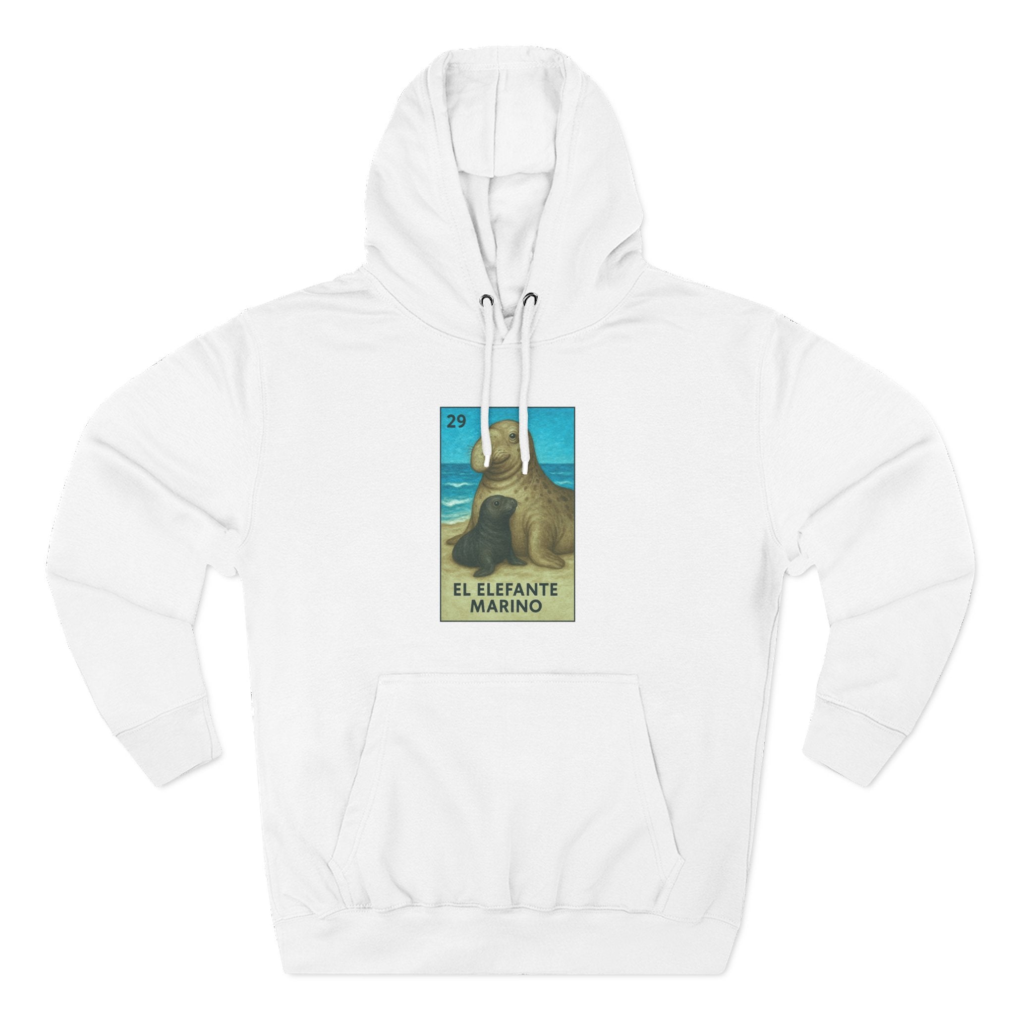 Elephant Seal Lotería Unisex - Pull-Over Cotton Blend Fleece Hoodie (El Elefanto Marino)