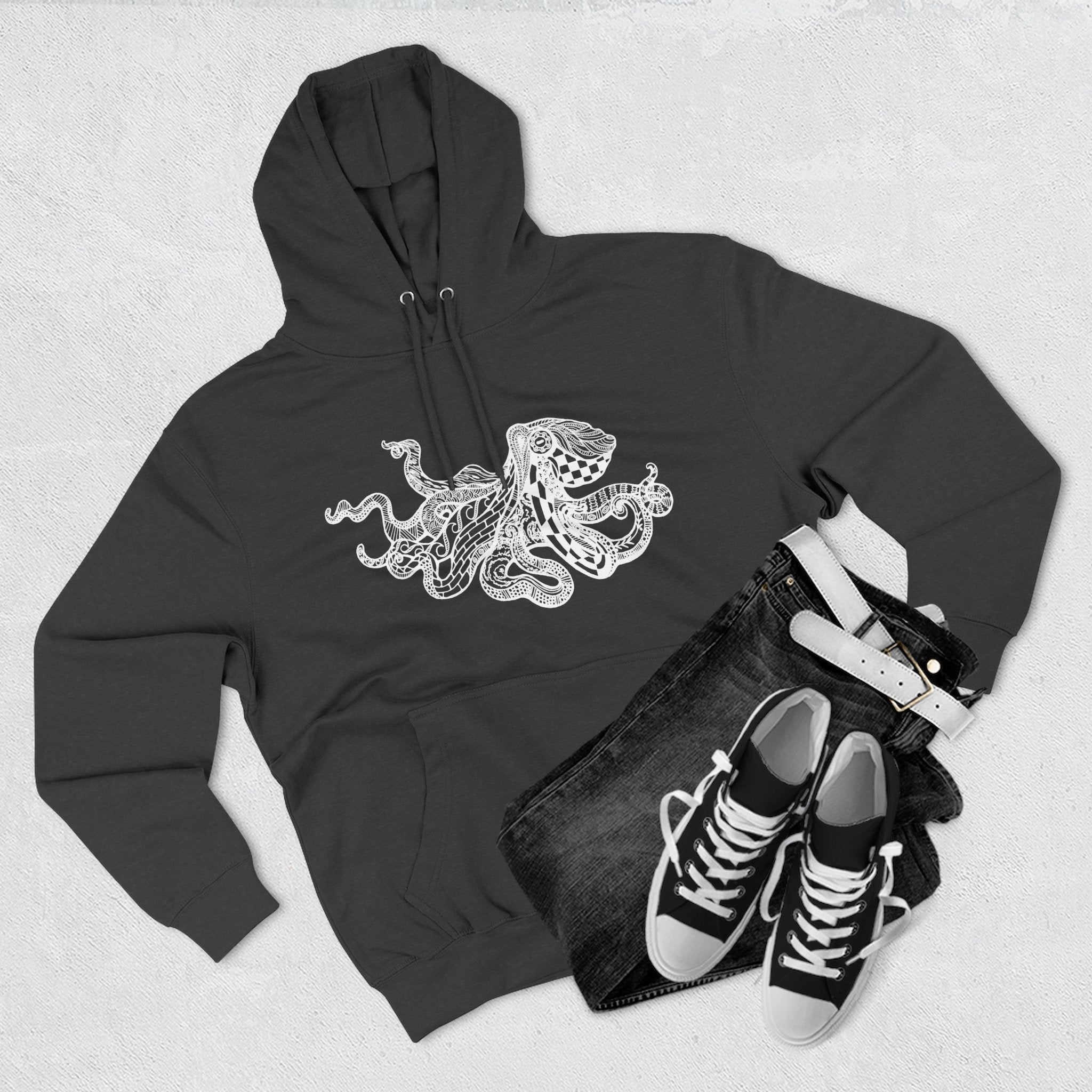 Ventangle Octopus Unisex - Pull-Over Cotton Blend Fleece Hoodie