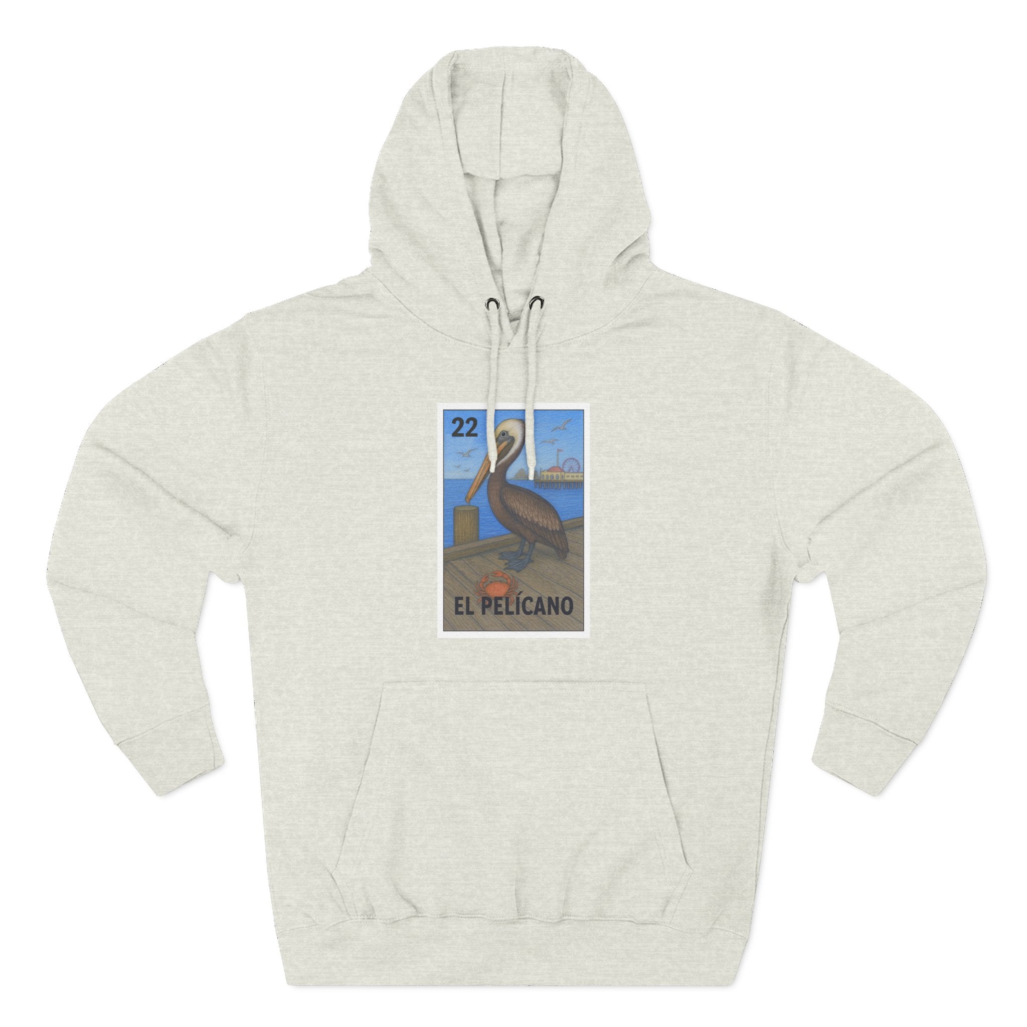Pelican Lotería Unisex - Pull-Over Cotton Blend Fleece Hoodie (El Pelícano)