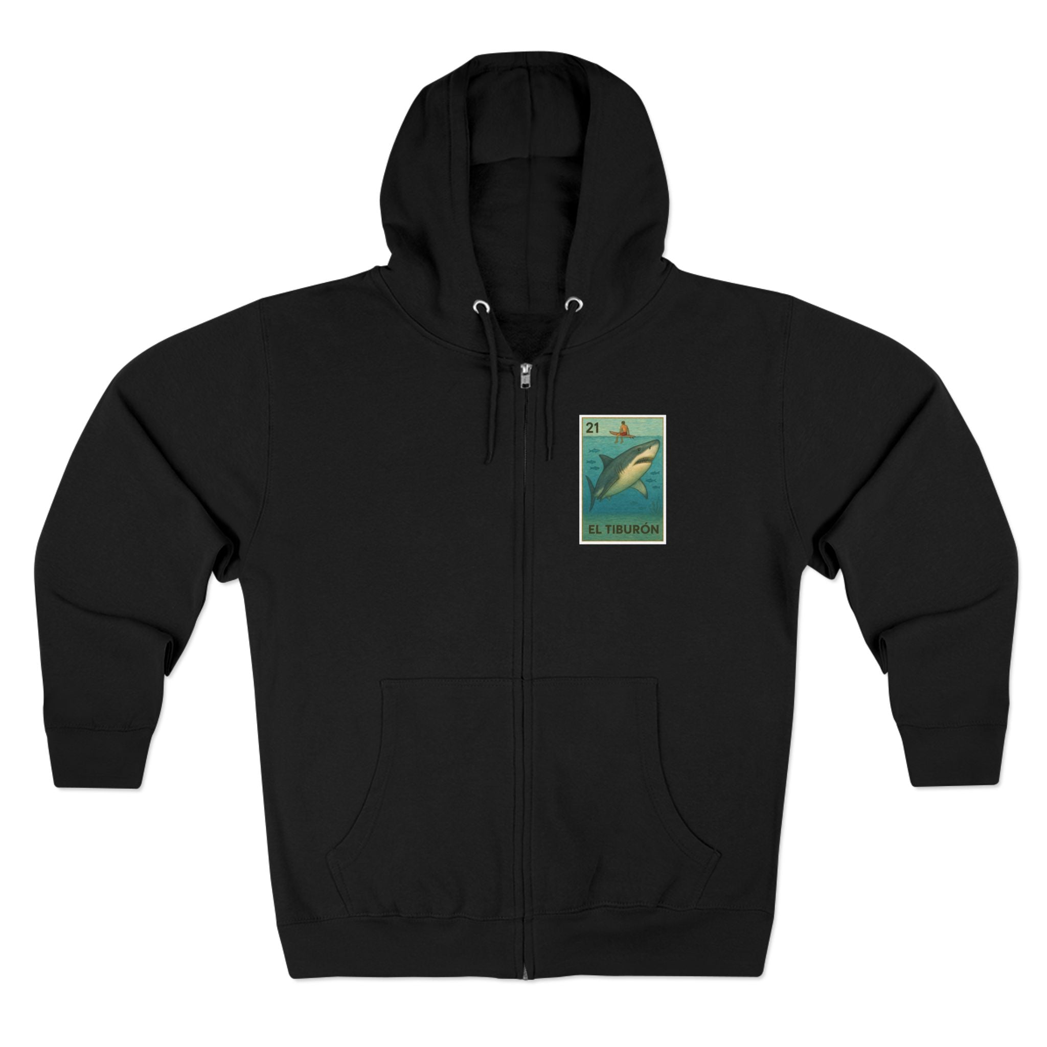 Shark Lotería Unisex - Zip Cotton Blend Fleece Hoodie (El Tiburón)