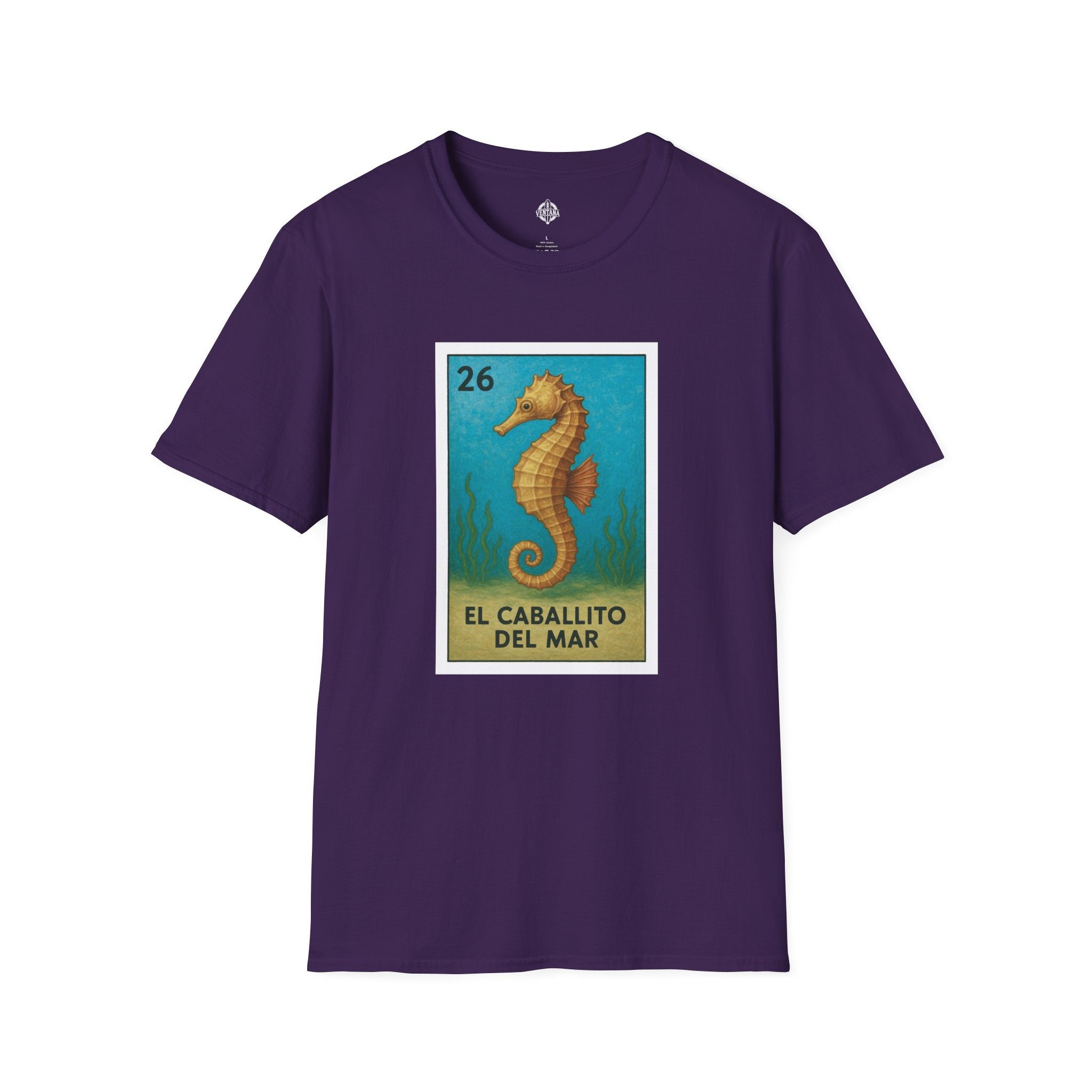 Seahorse Lotería Unisex - Soft Style U.S. Cotton T-Shirt (El Caballito del Mar)