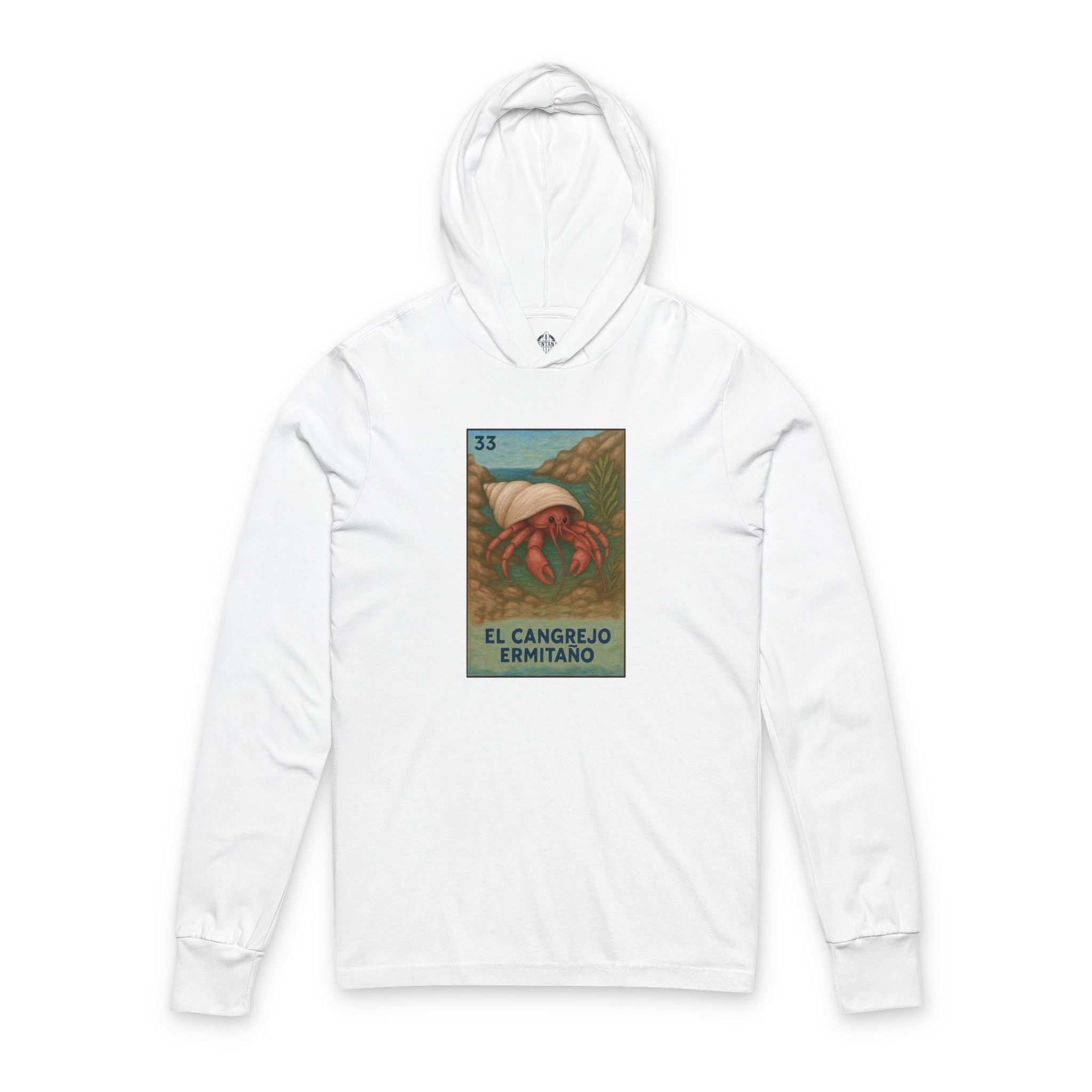 Hermit Crab Lotería Unisex - Cotton Hooded Long Sleeve Hooded T-Shirt (El Cangrejo Ermitaño)