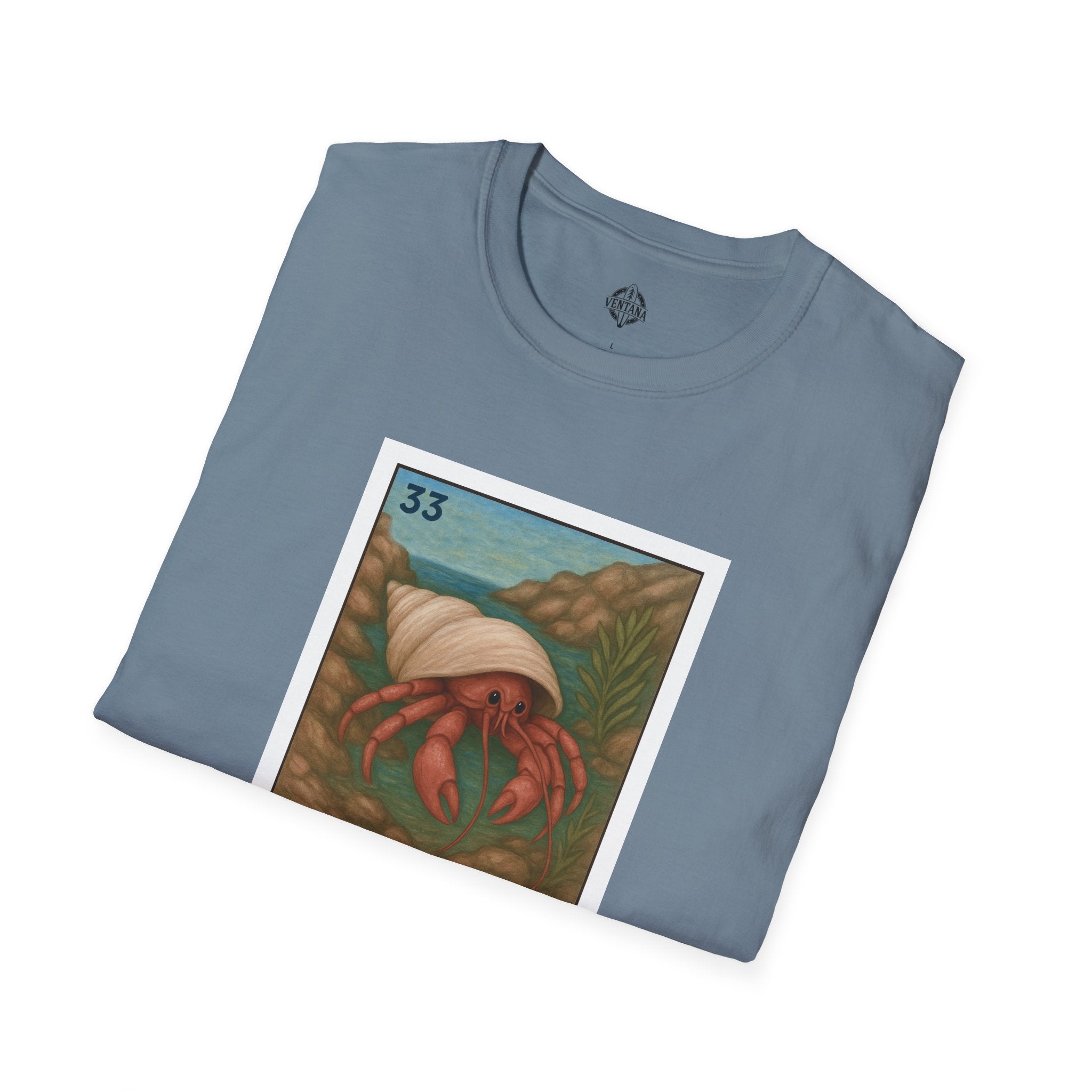 Hermit Crab Lotería Unisex - Soft Style U.S. Cotton T-Shirt (El Cangrejo Ermitaño)