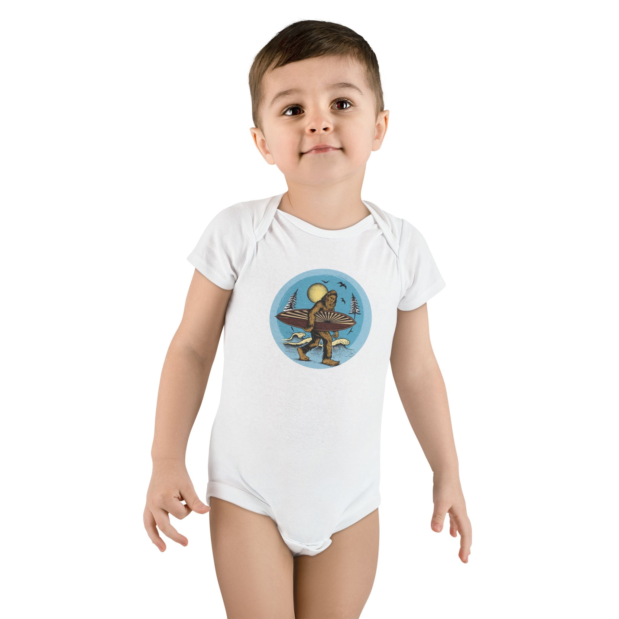 Ventana Surfsquatch by Thiago Bianchini - Baby Short Sleeve 100% Cotton Onesie