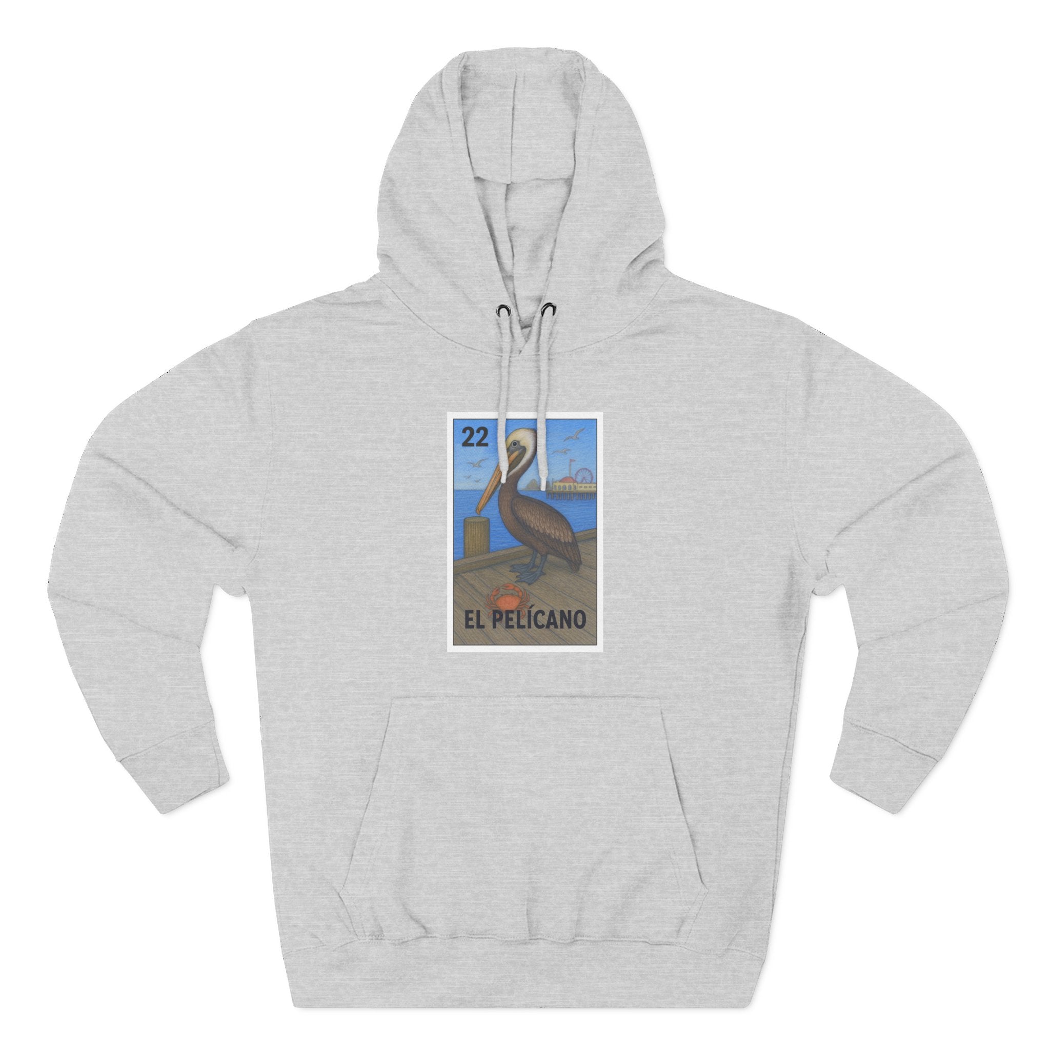 Pelican Lotería Unisex - Pull-Over Cotton Blend Fleece Hoodie (El Pelícano)