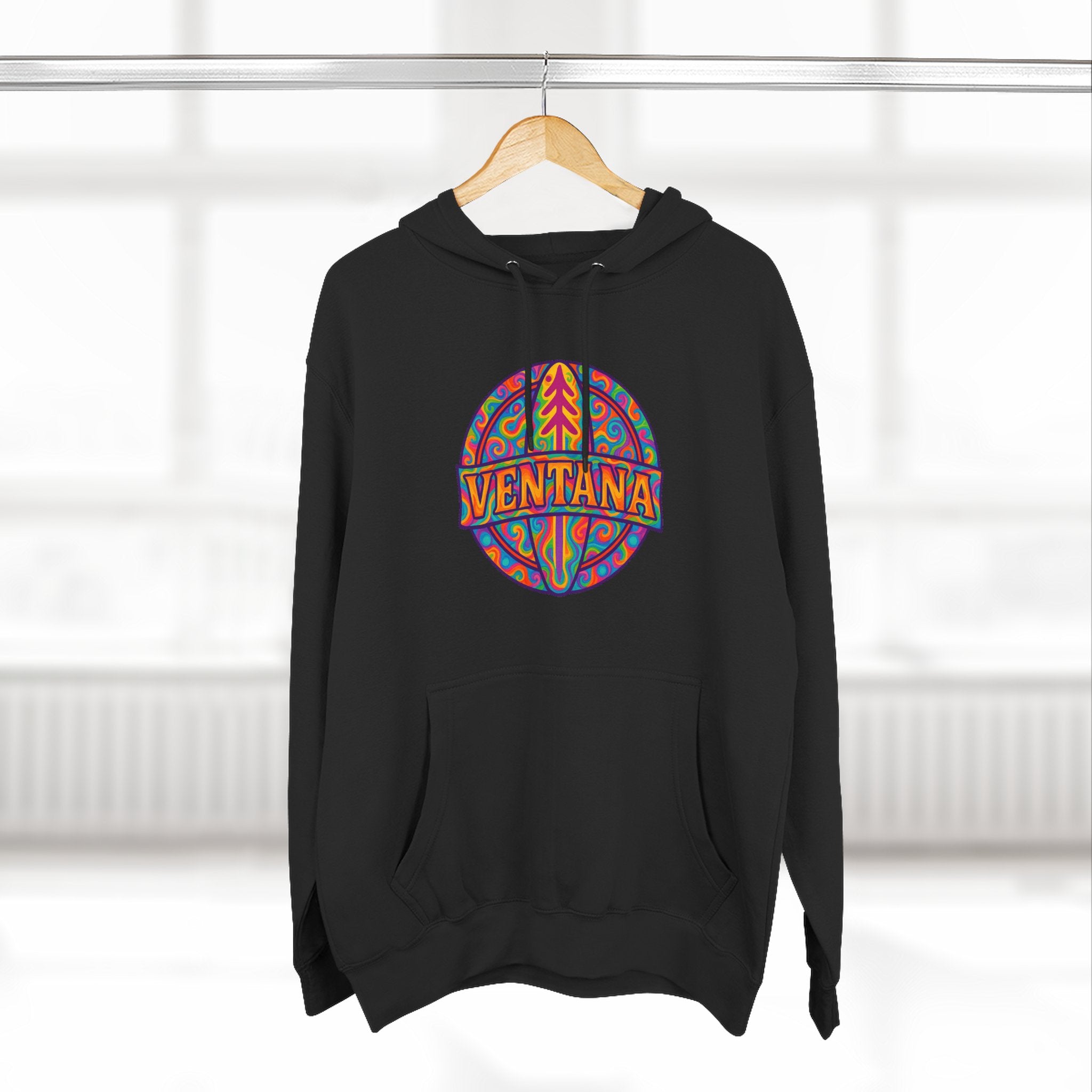 Ventana Psychedelic Treefish Logo Unisex - Pull-Over Cotton Blend Fleece Hoodie