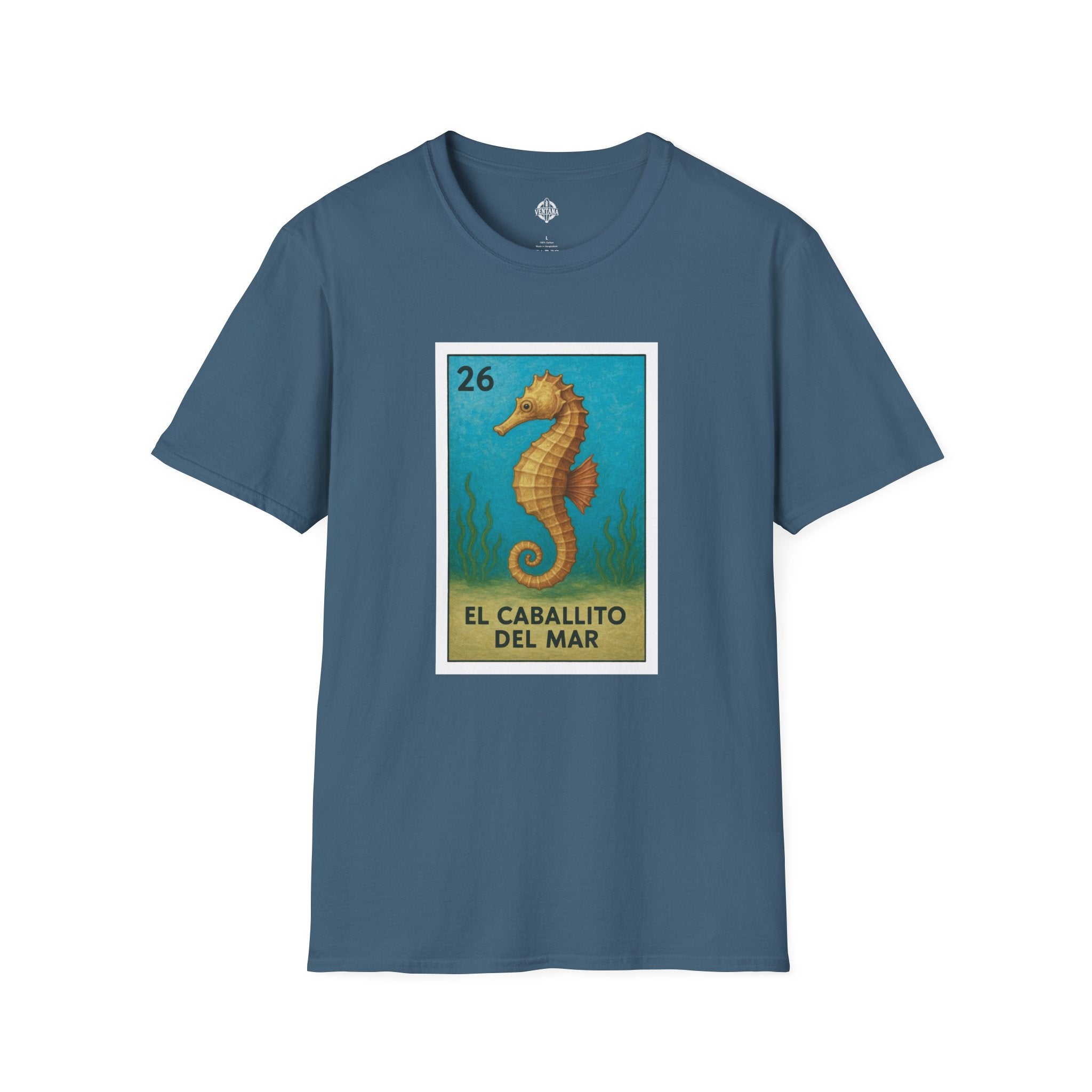 Seahorse Lotería Unisex - Soft Style U.S. Cotton T-Shirt (El Caballito del Mar)